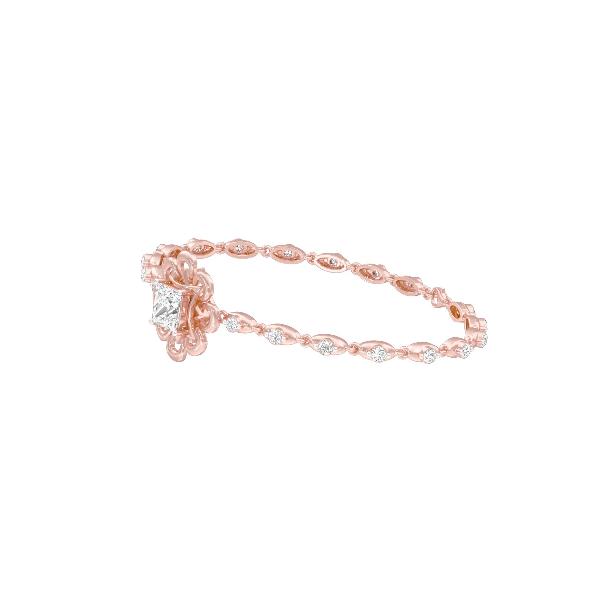 Golden Ruffle Diamond Kada Bracelet 18 KT / Rose Gold