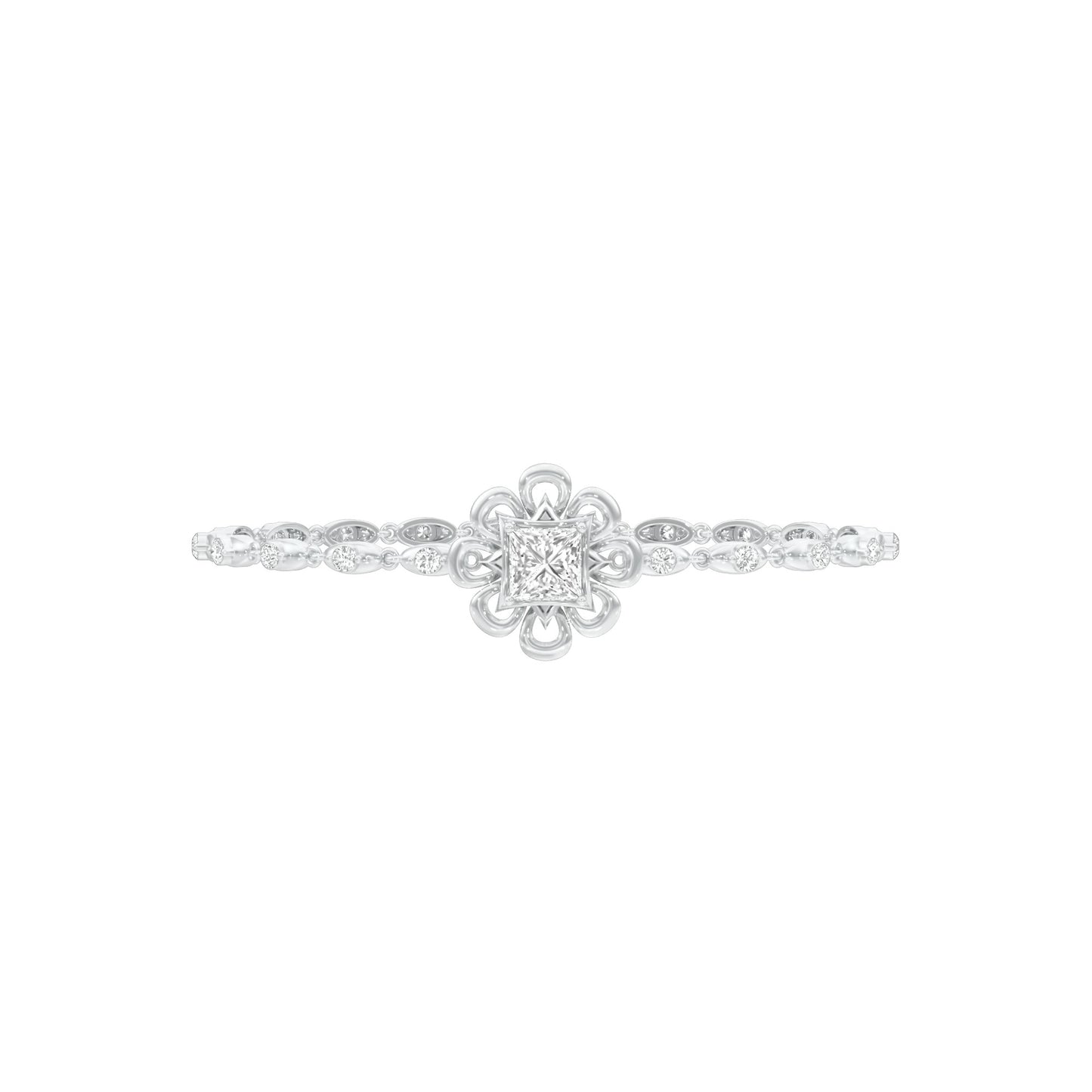 Golden Ruffle Diamond Kada Bracelet 18 KT / White Gold