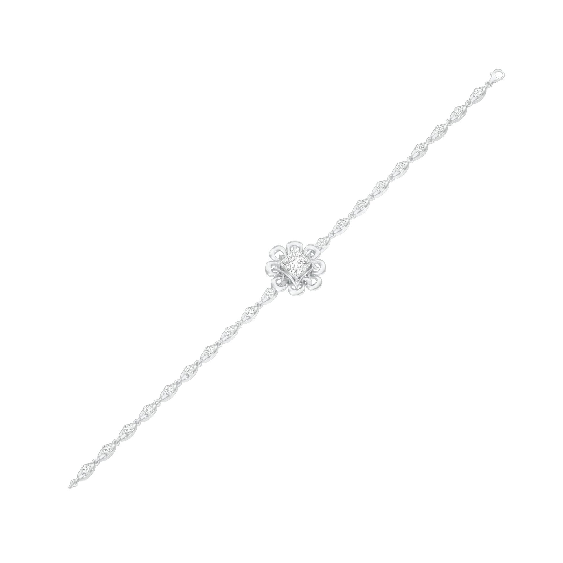 Golden Ruffle Diamond Kada Bracelet 18 KT / White Gold