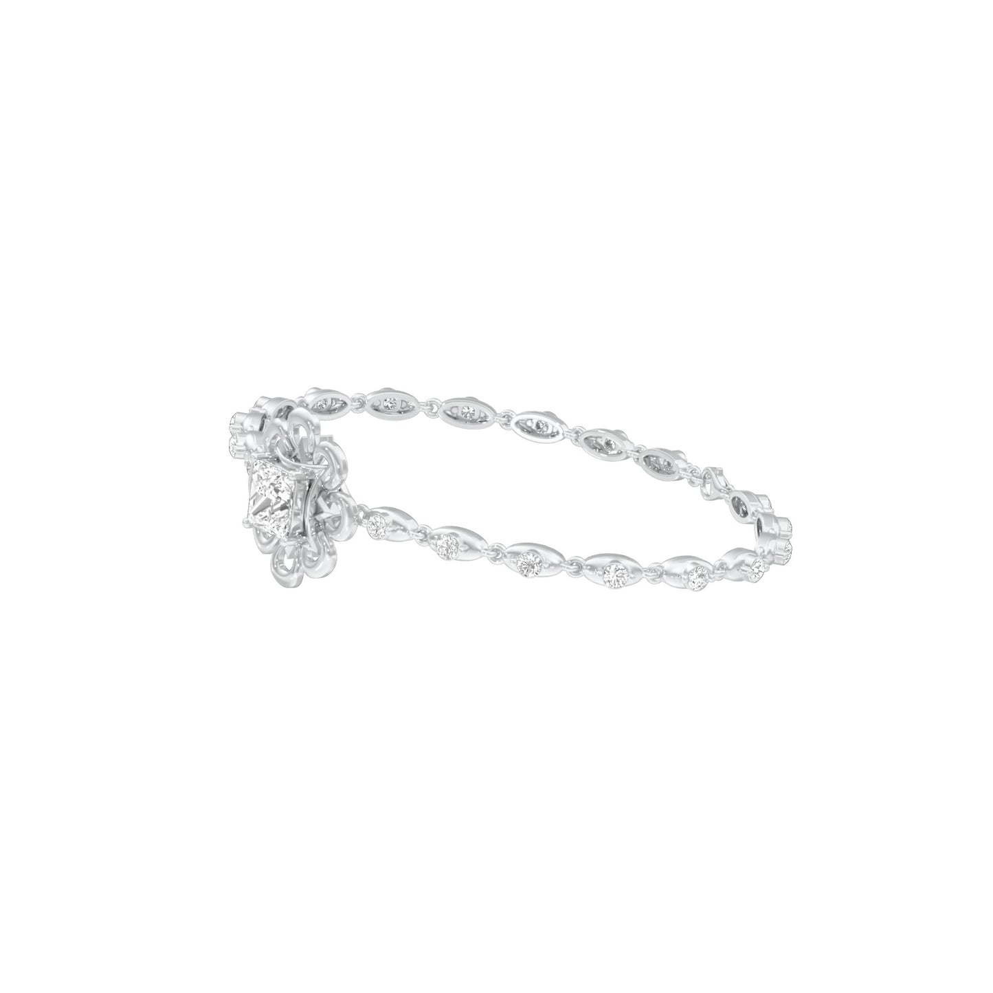 Golden Ruffle Diamond Kada Bracelet 18 KT / White Gold