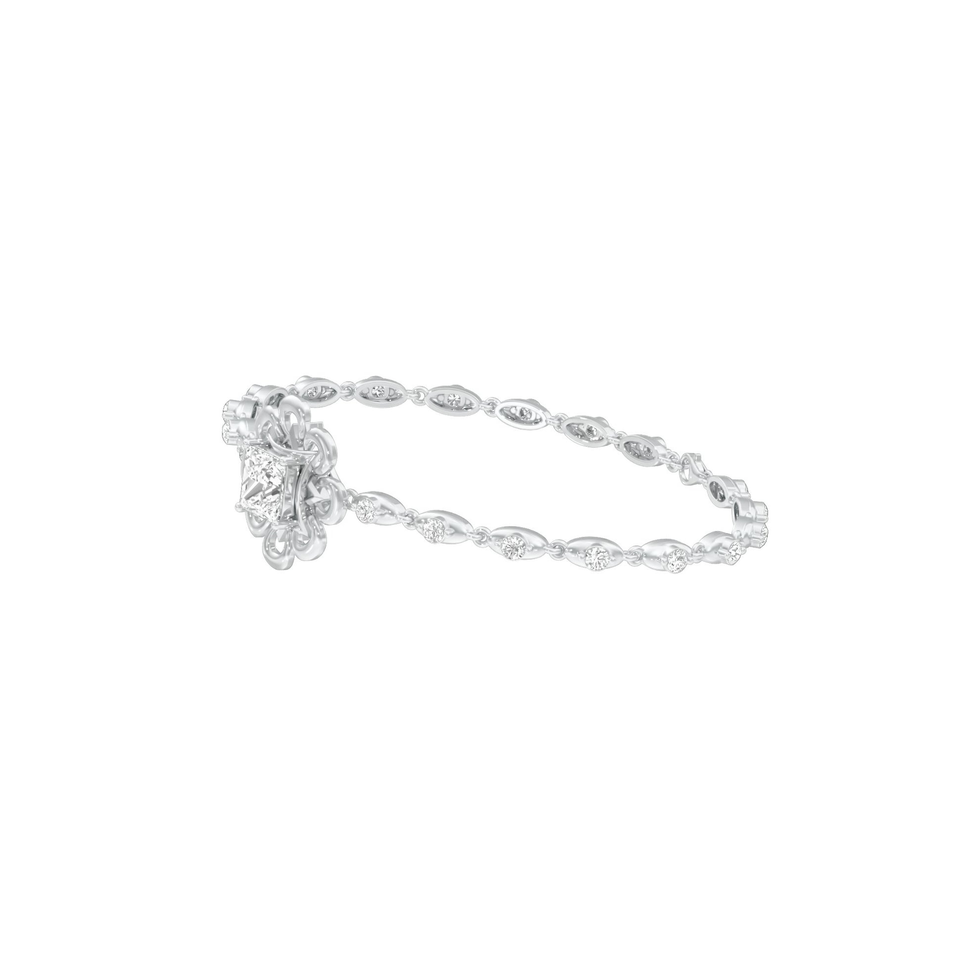 Golden Ruffle Diamond Kada Bracelet 18 KT / White Gold