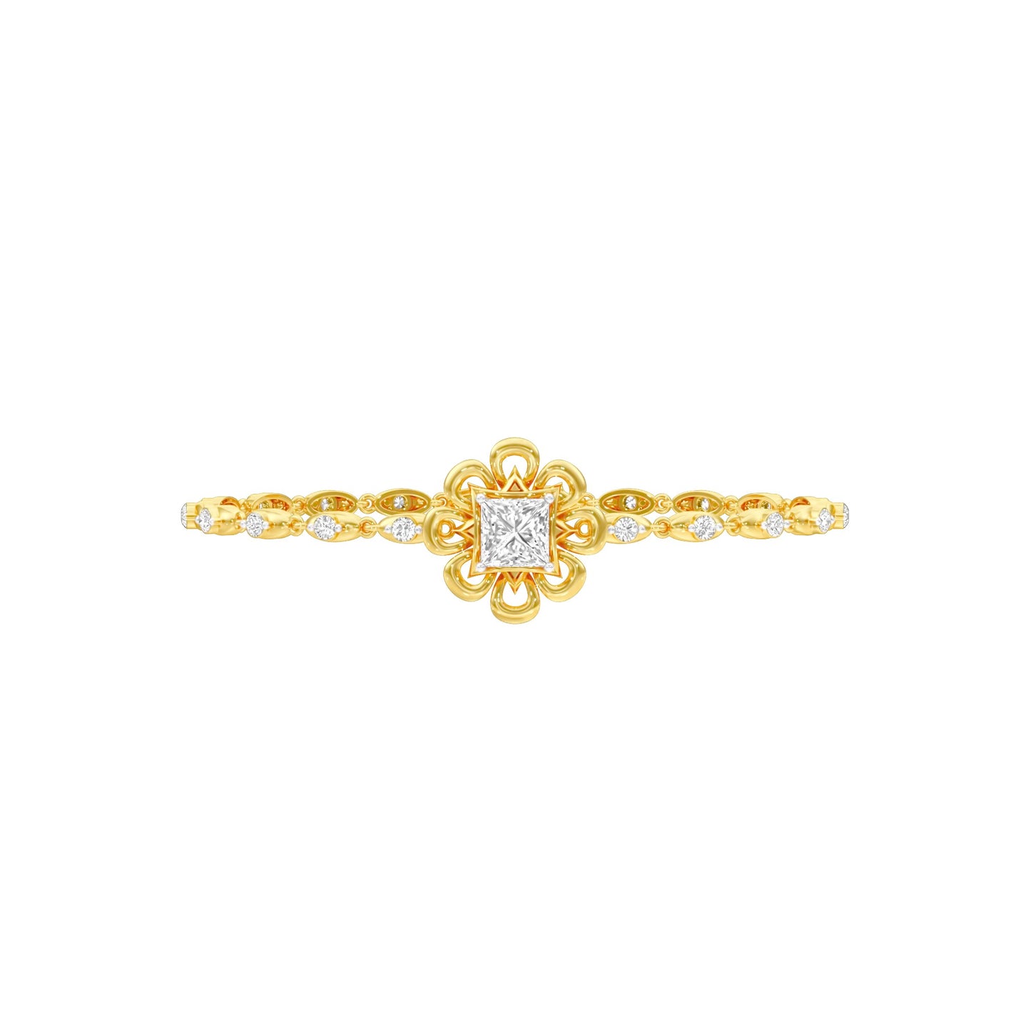 Golden Ruffle Diamond Kada Bracelet 18 KT / Yellow Gold