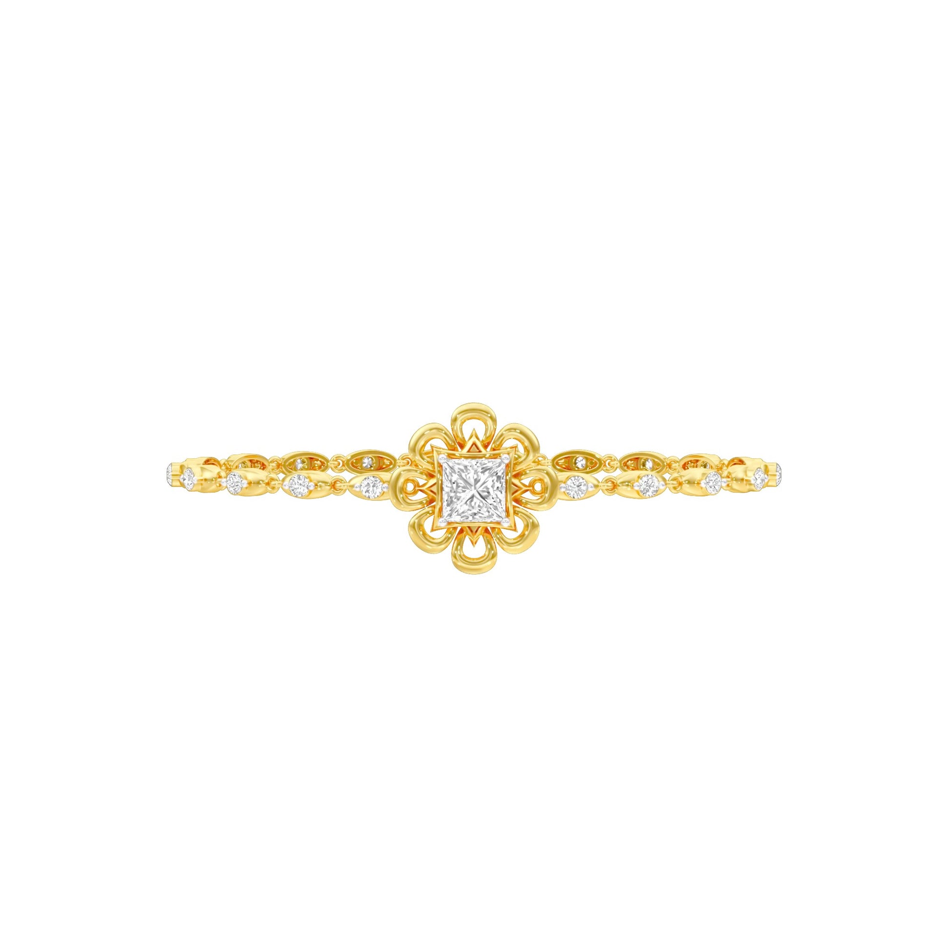Golden Ruffle Diamond Kada Bracelet 18 KT / Yellow Gold