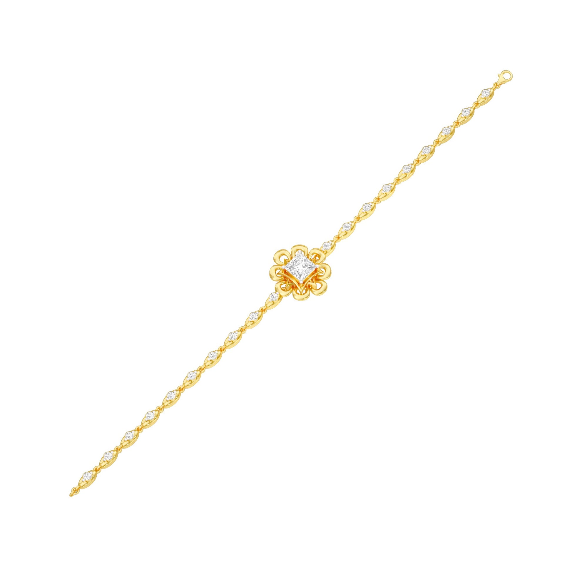 Golden Ruffle Diamond Kada Bracelet 18 KT / Yellow Gold