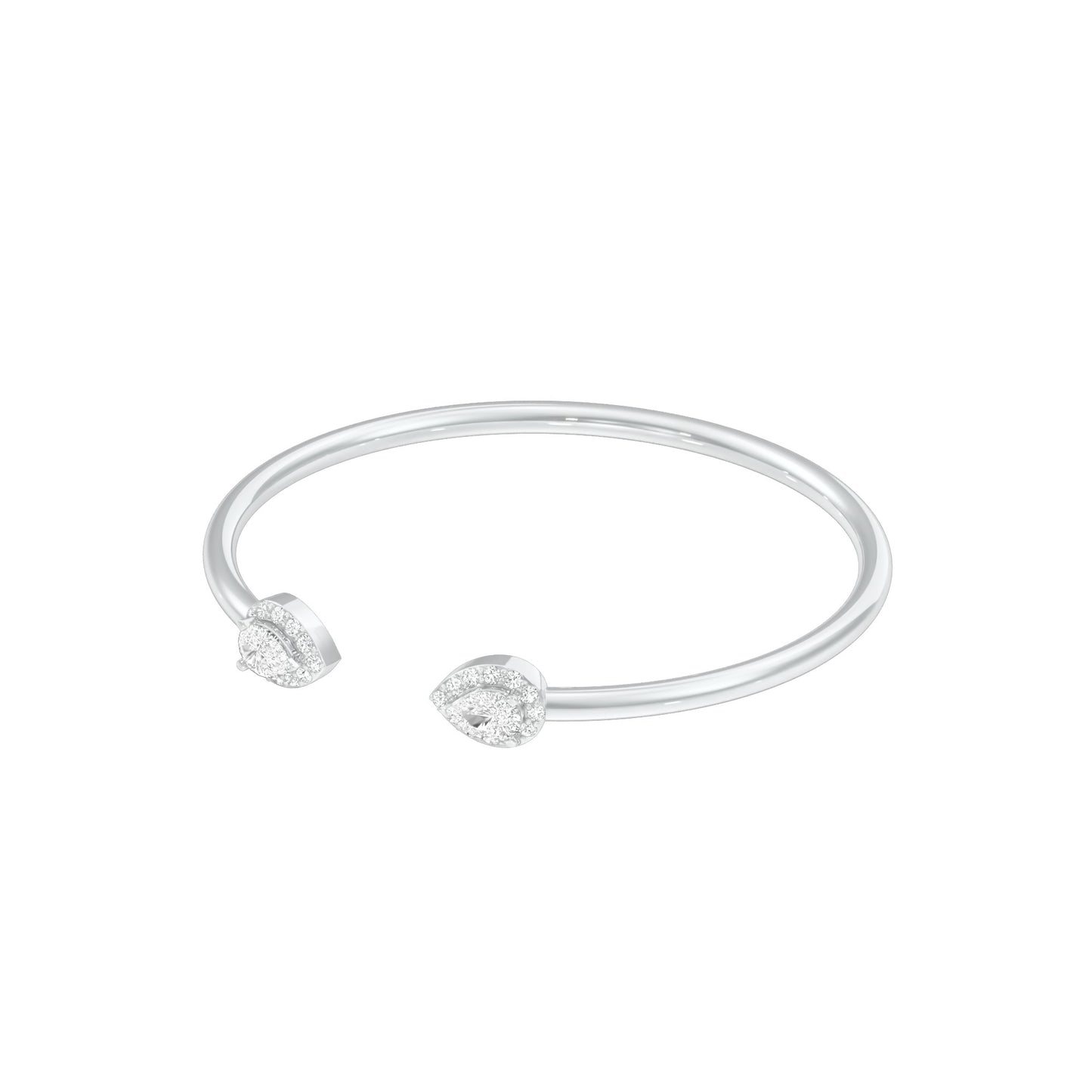 Tip of Light Diamond Kada Bracelet 18 KT / White Gold