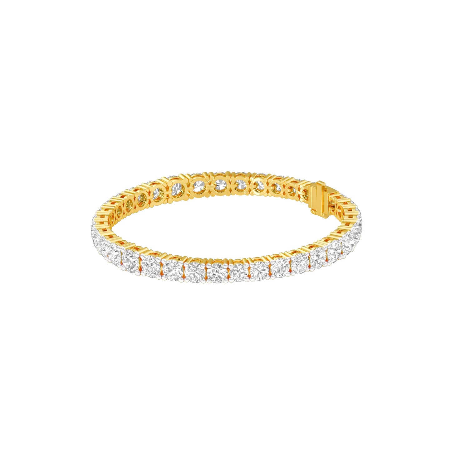 Runway Polished Diamond Tennis Bracelet 18 KT / Yellow Gold