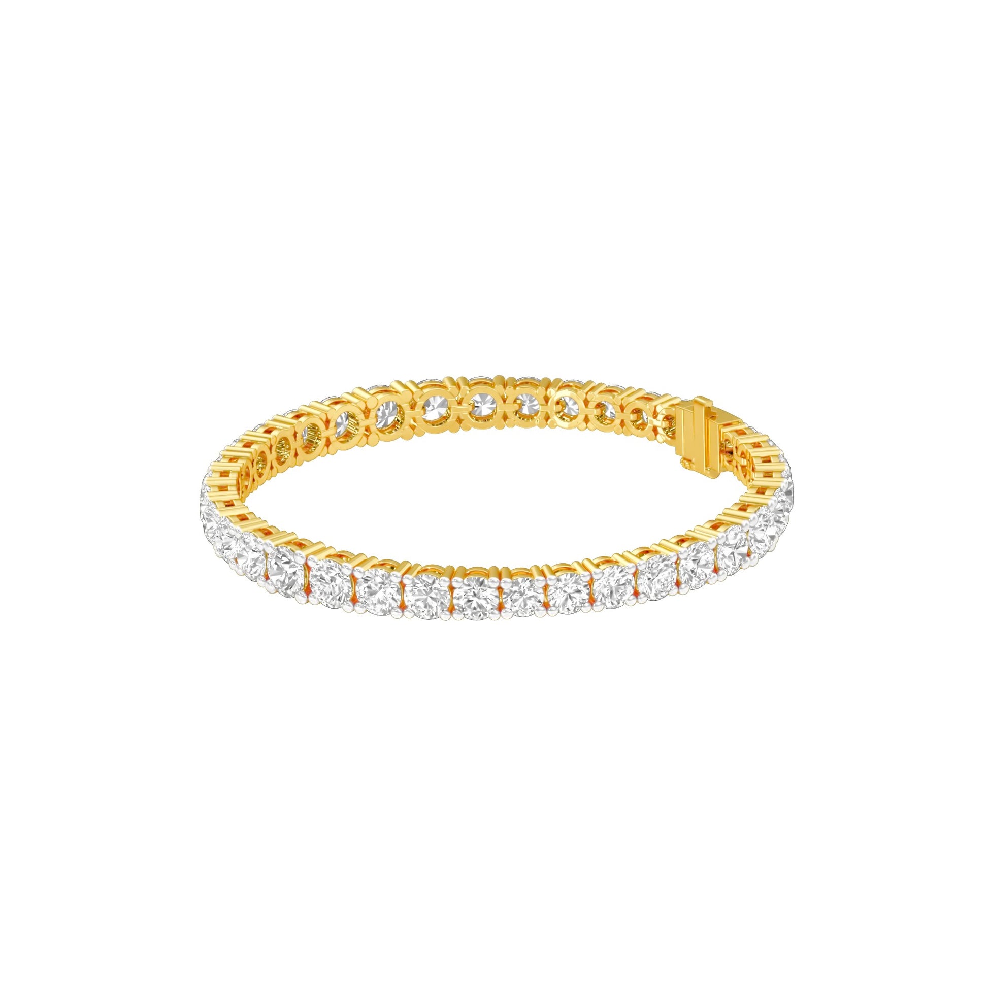 Runway Polished Diamond Tennis Bracelet 18 KT / Yellow Gold
