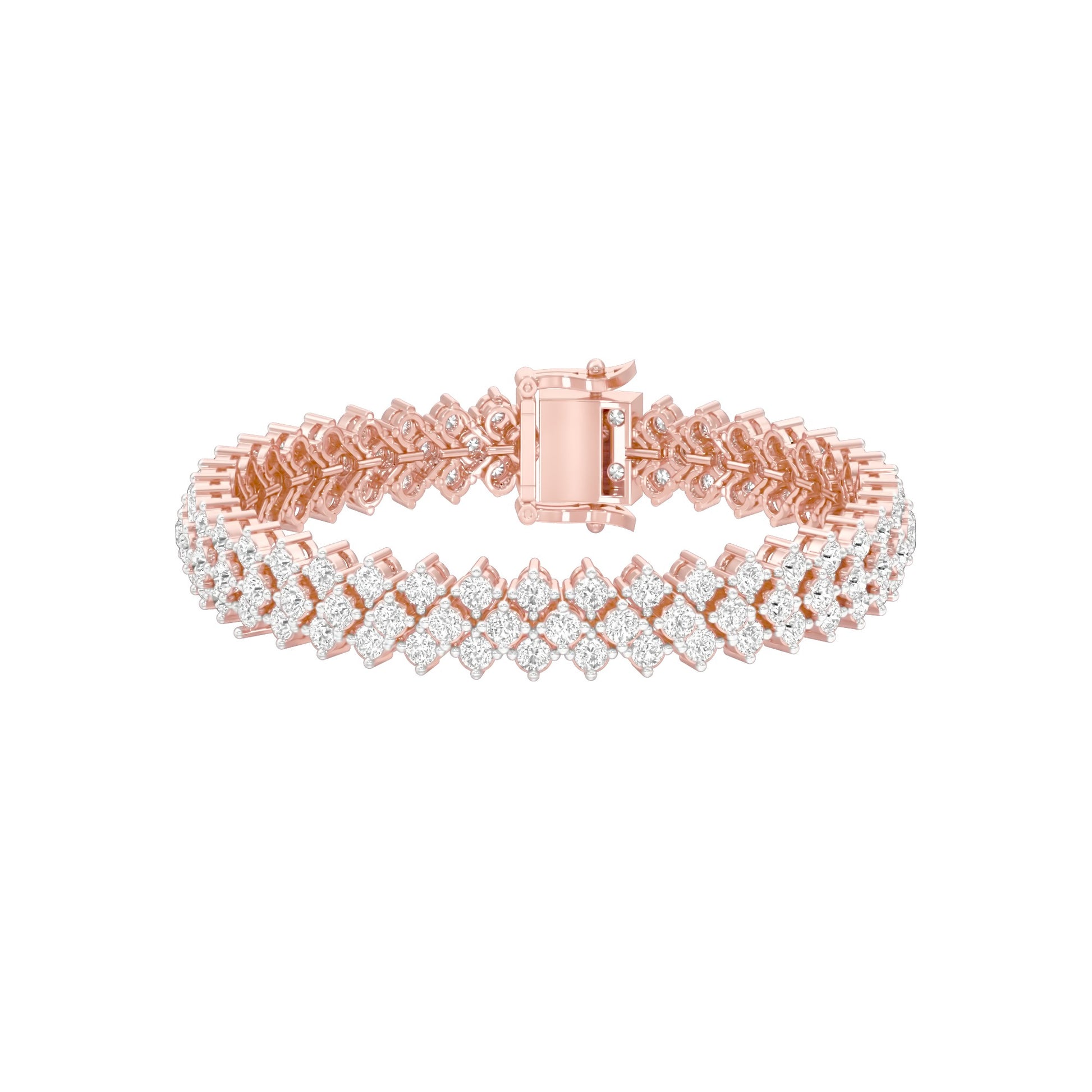Aligned Rows Diamond Kada Bracelet 18 KT / Rose Gold