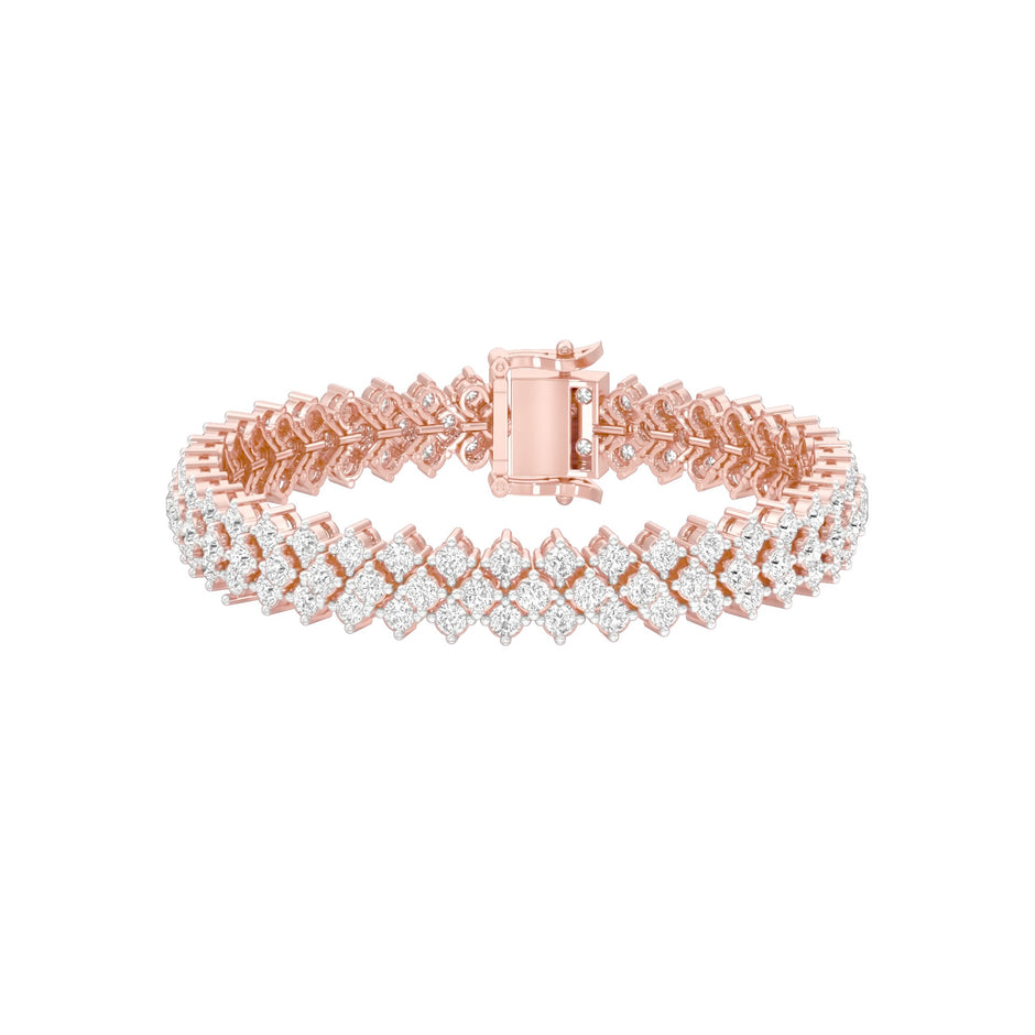Aligned Rows Diamond Kada Bracelet 18 KT / Rose Gold