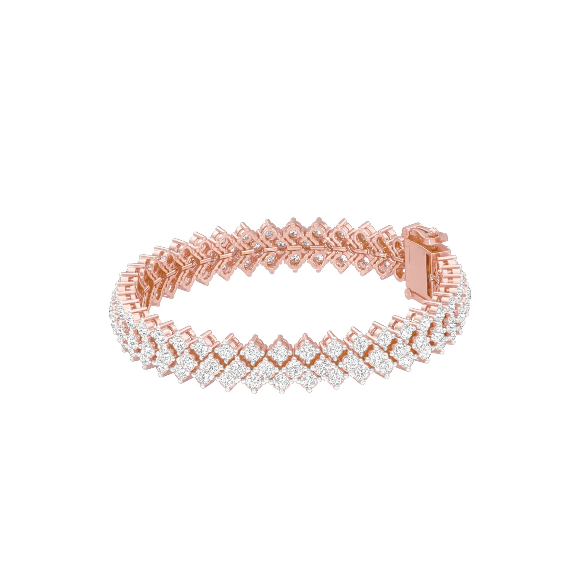Aligned Rows Diamond Kada Bracelet 18 KT / Rose Gold