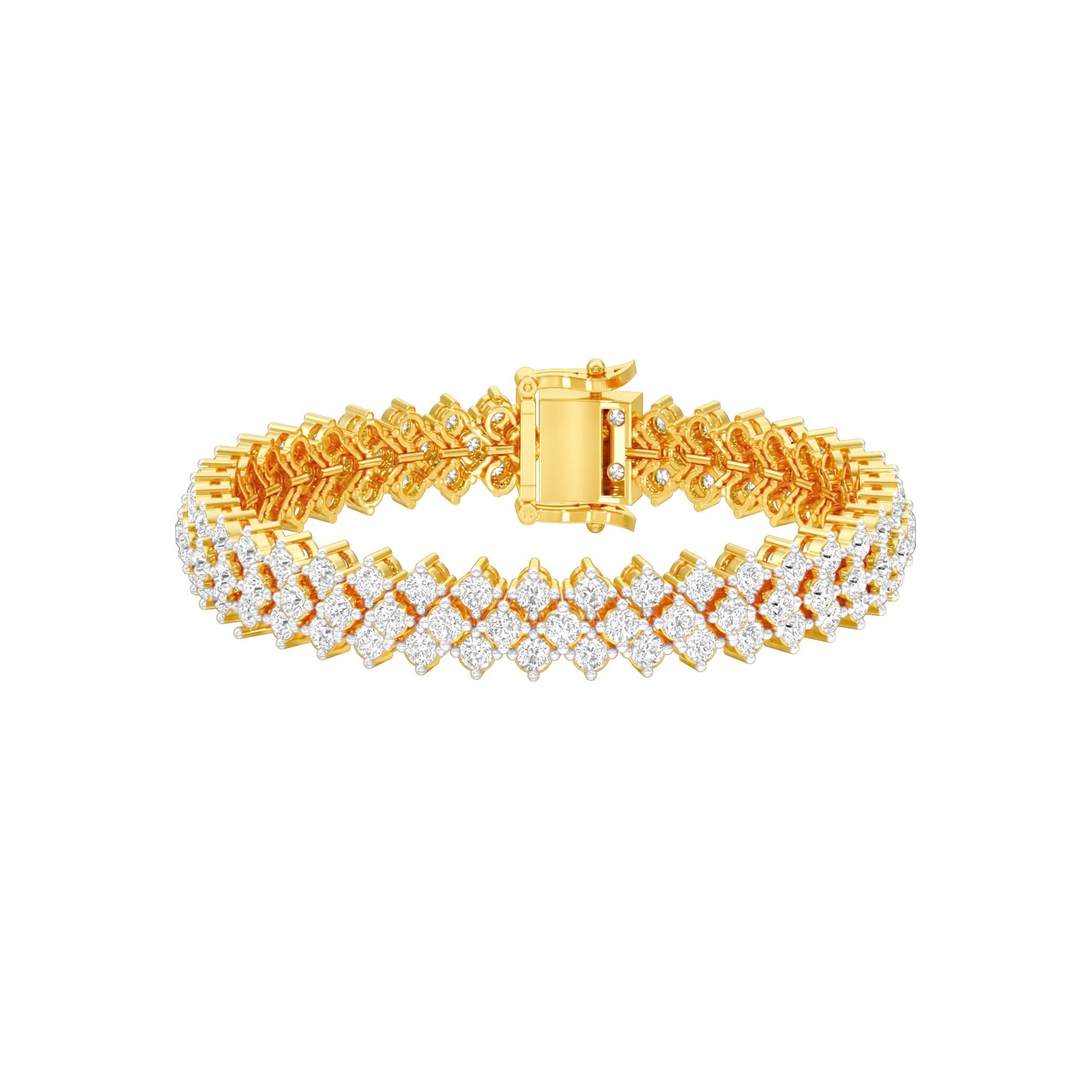 Aligned Rows Diamond Kada Bracelet 18 KT / Yellow Gold