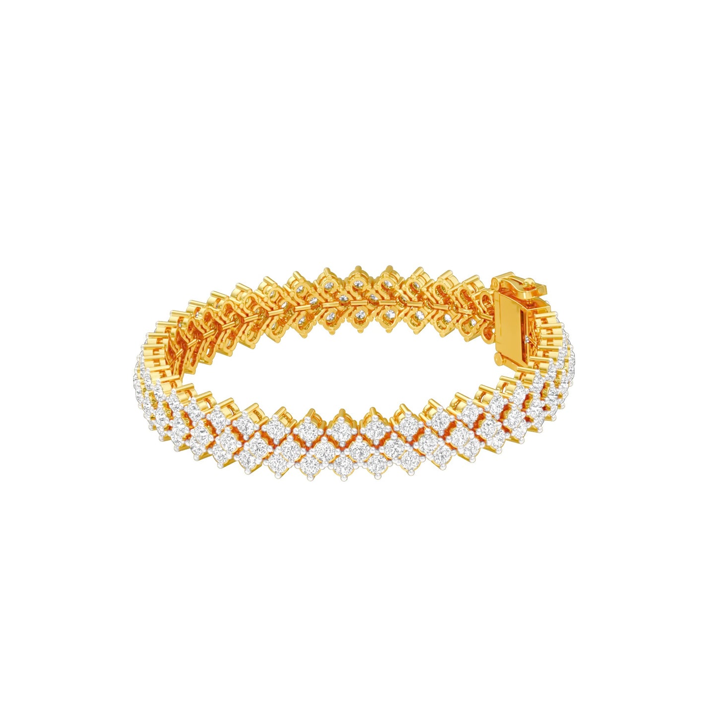 Aligned Rows Diamond Kada Bracelet 18 KT / Yellow Gold