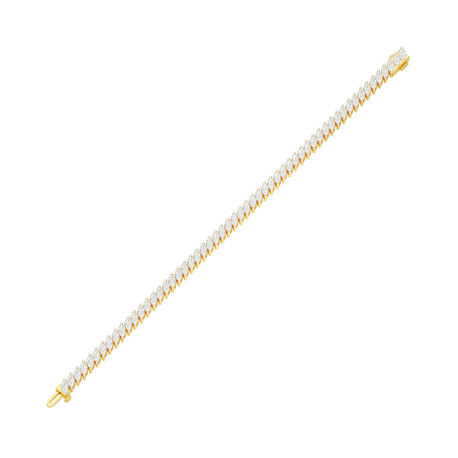The Marquise Line Diamond Tennis Bracelet 18 KT / Yellow Gold