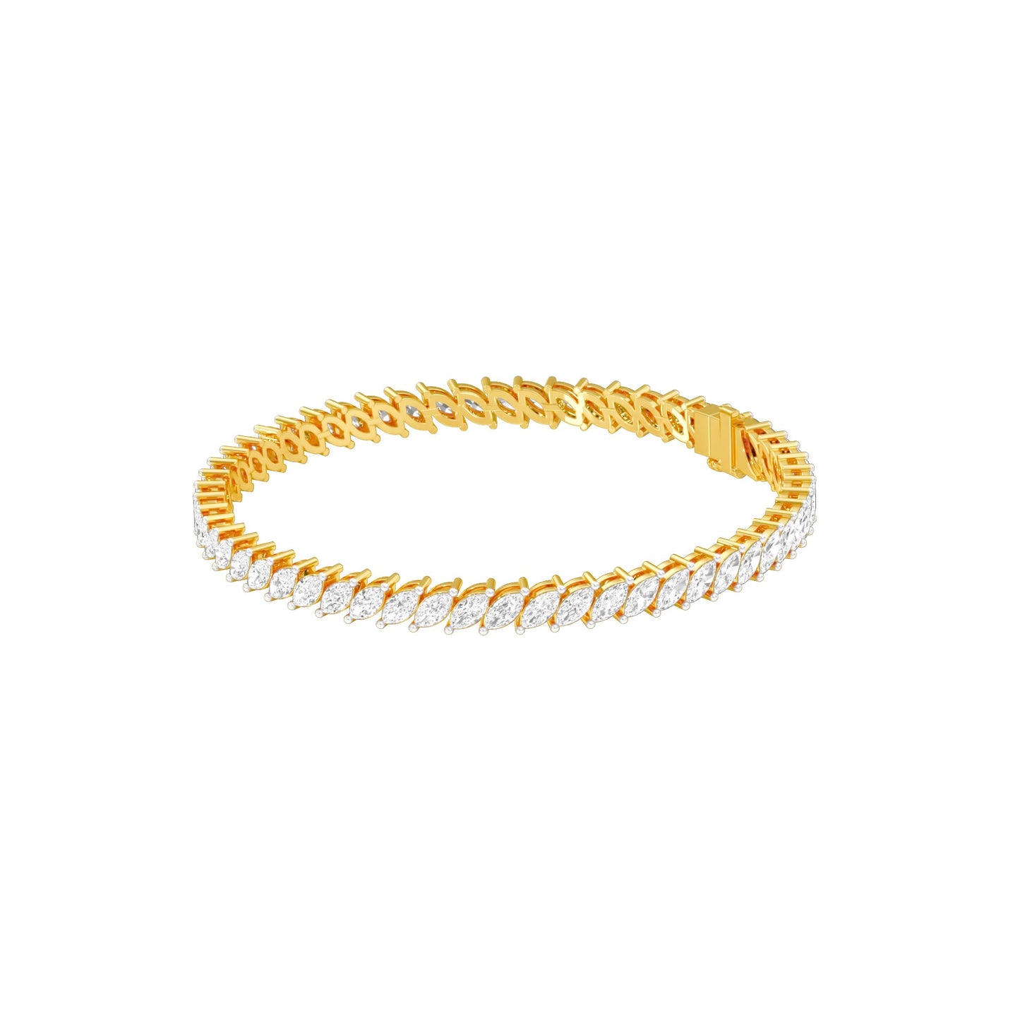 The Marquise Line Diamond Tennis Bracelet 18 KT / Yellow Gold