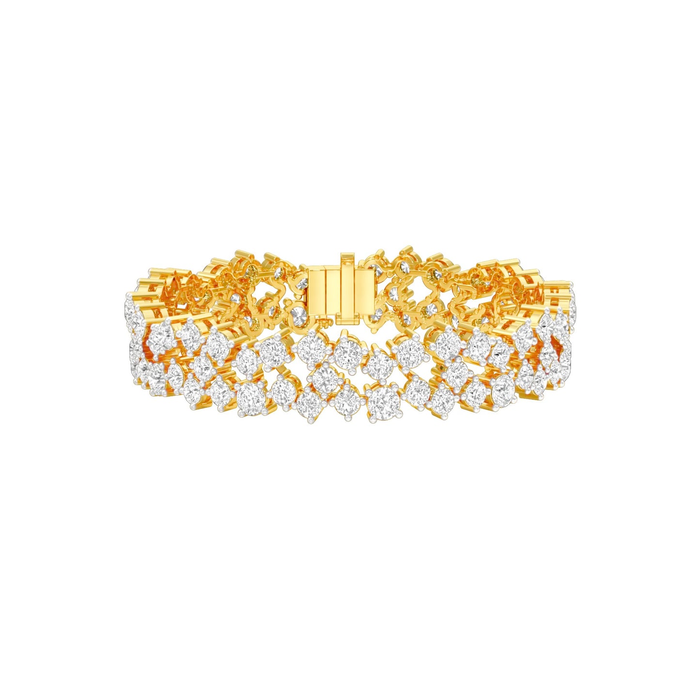 Cluster Couture Diamond Tennis Bracelet 18 KT / Yellow Gold