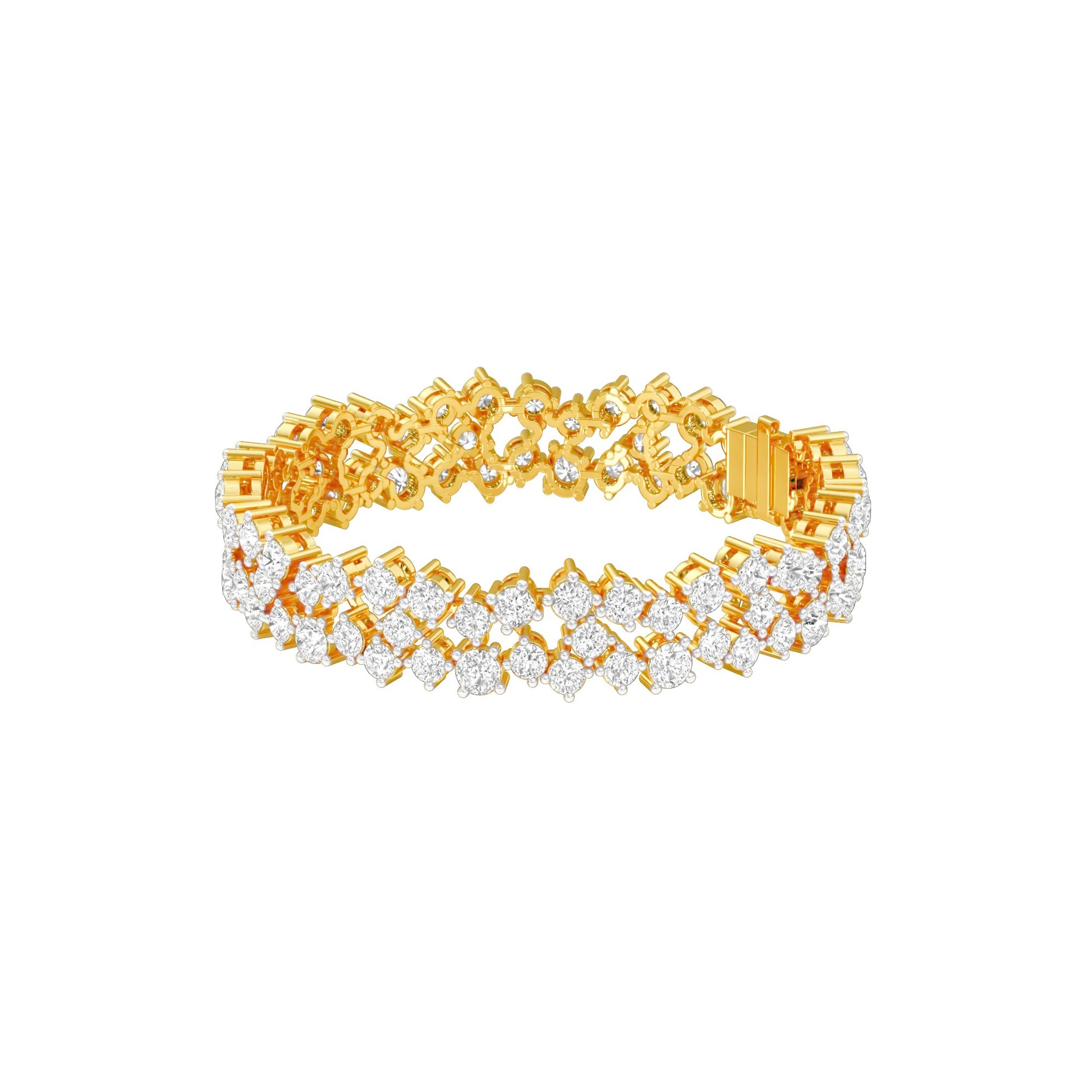 Cluster Couture Diamond Tennis Bracelet 18 KT / Yellow Gold