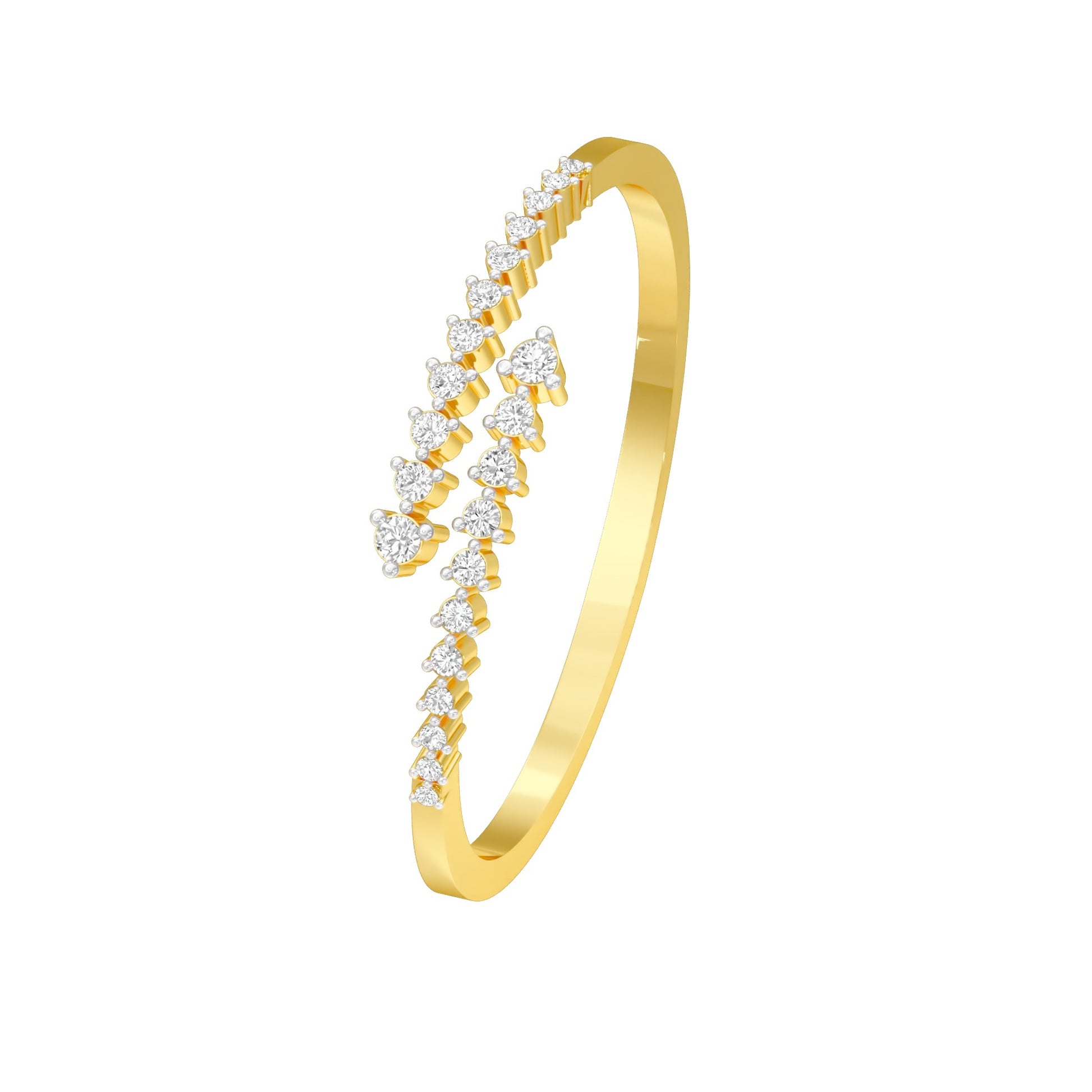 The Sparkle Spill Diamond Kada Bracelet 18 KT / Yellow Gold