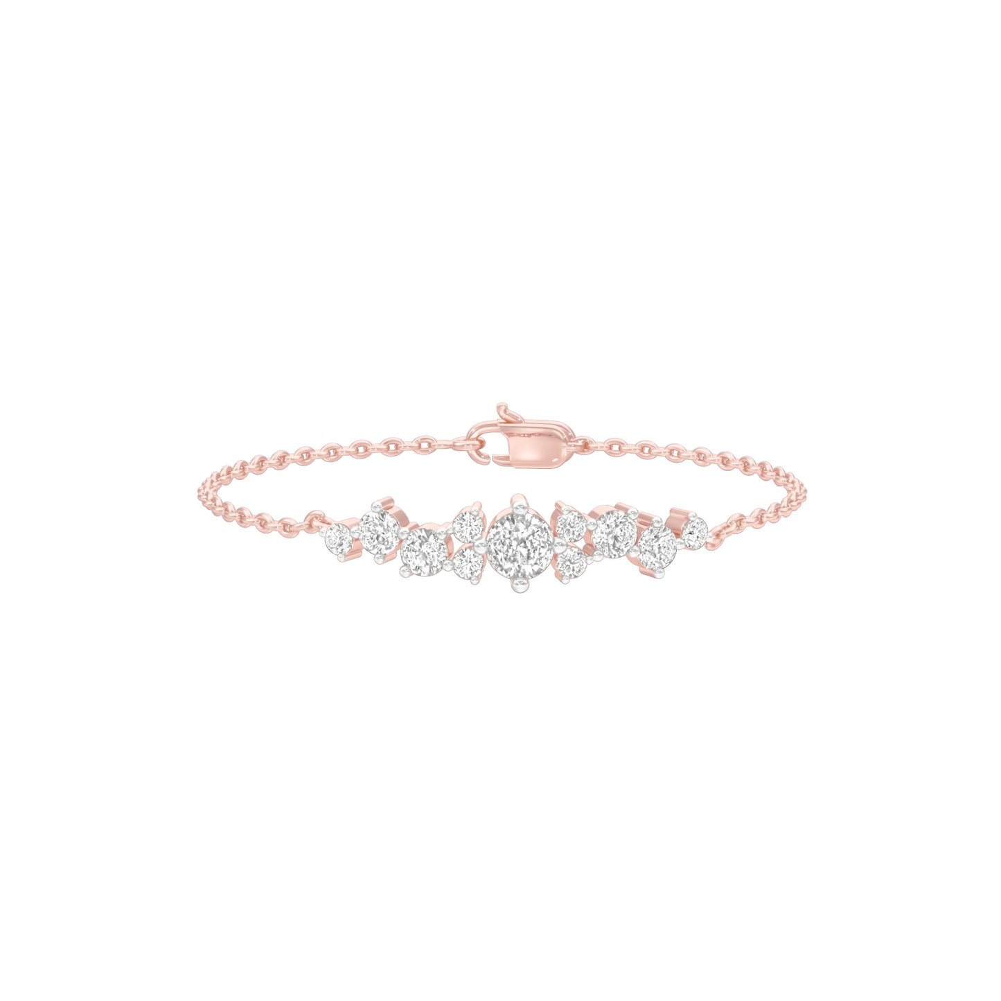 Multi-Cut Brilliant Diamond Chain Bracelet 18 KT / Rose Gold