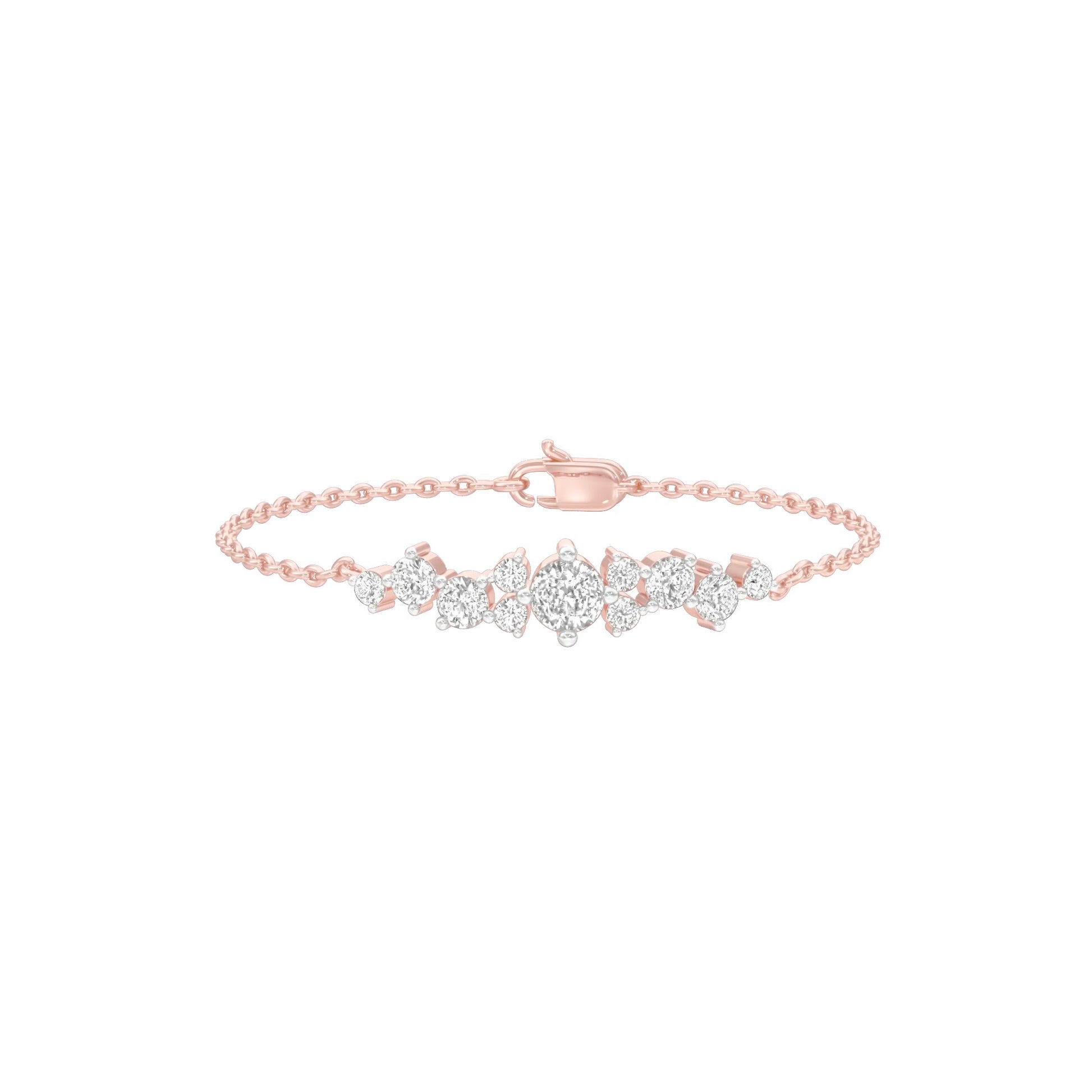 Multi-Cut Brilliant Diamond Chain Bracelet 18 KT / Rose Gold