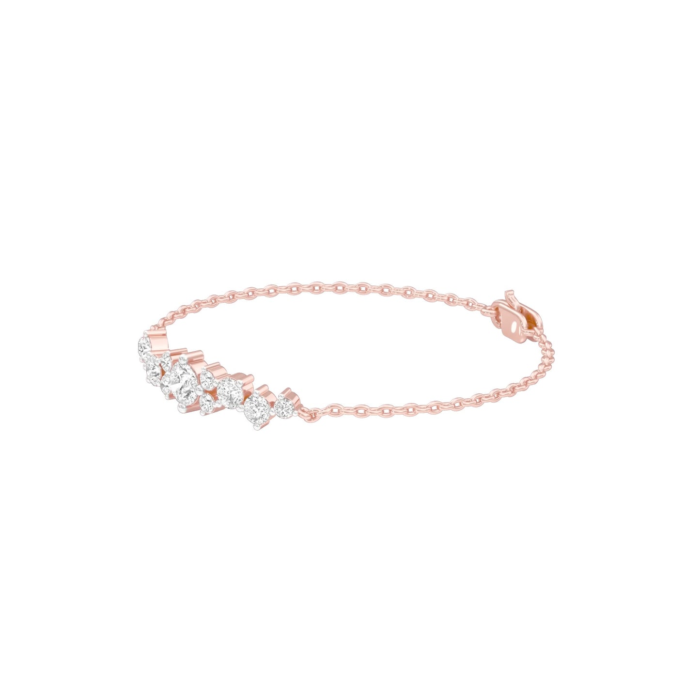 Multi-Cut Brilliant Diamond Chain Bracelet 18 KT / Rose Gold