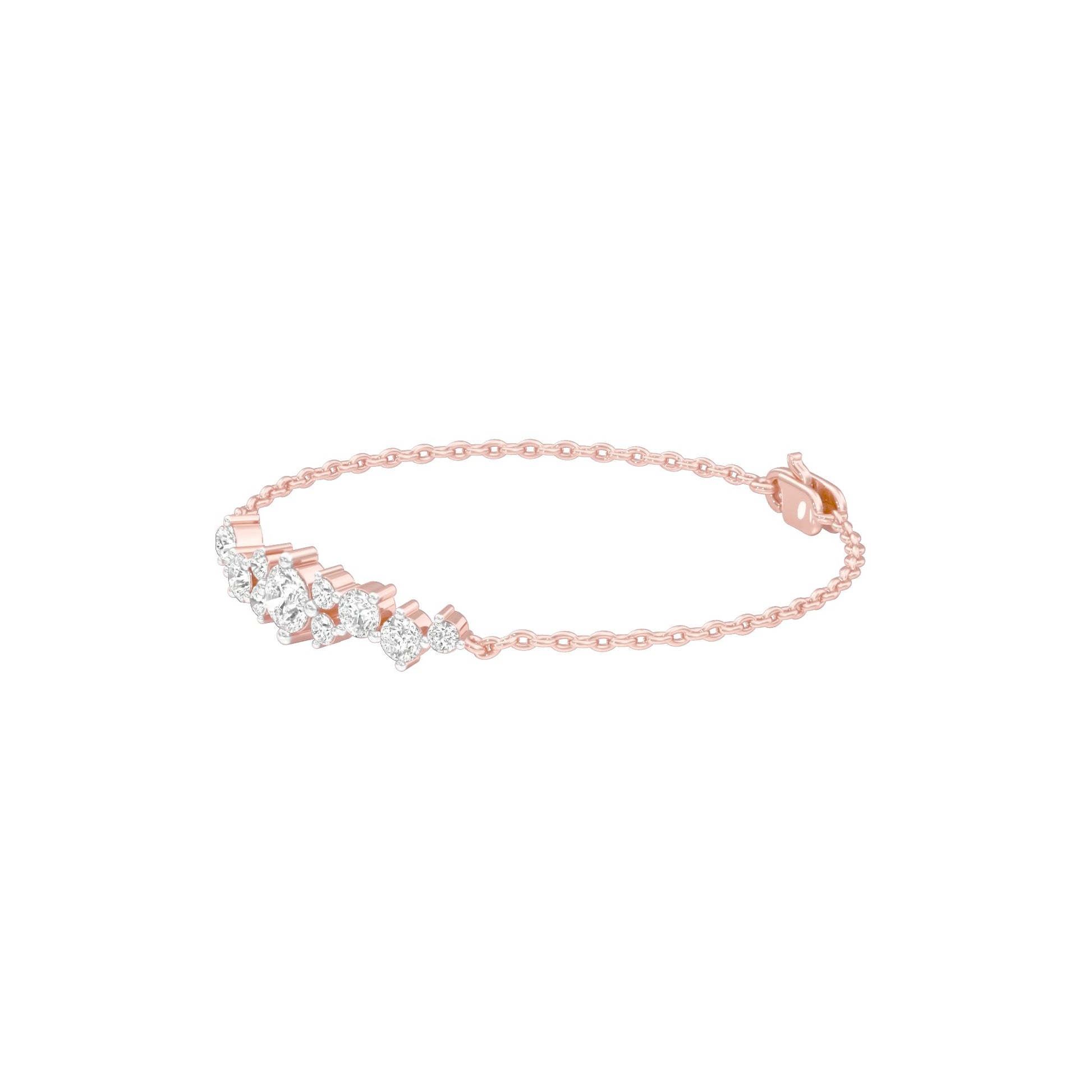 Multi-Cut Brilliant Diamond Chain Bracelet 18 KT / Rose Gold