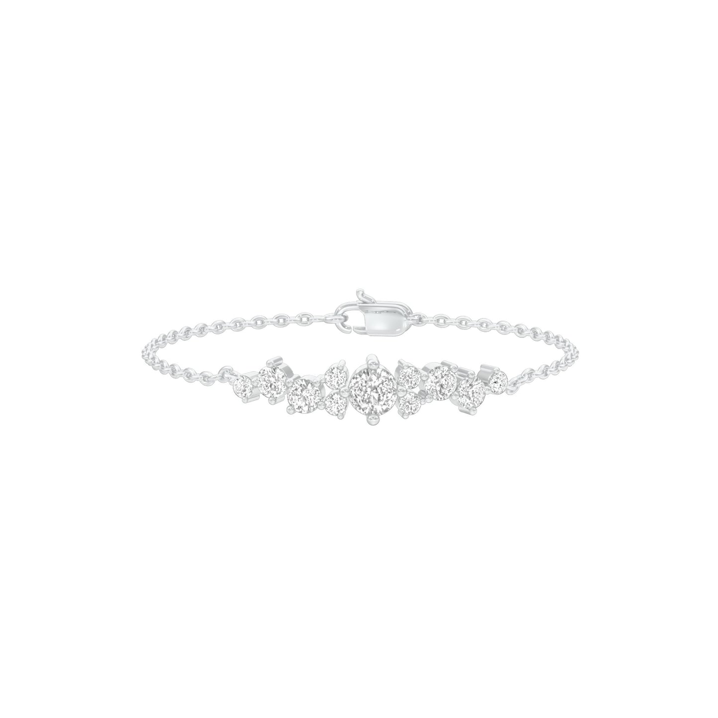 Multi-Cut Brilliant Diamond Chain Bracelet 18 KT / White Gold