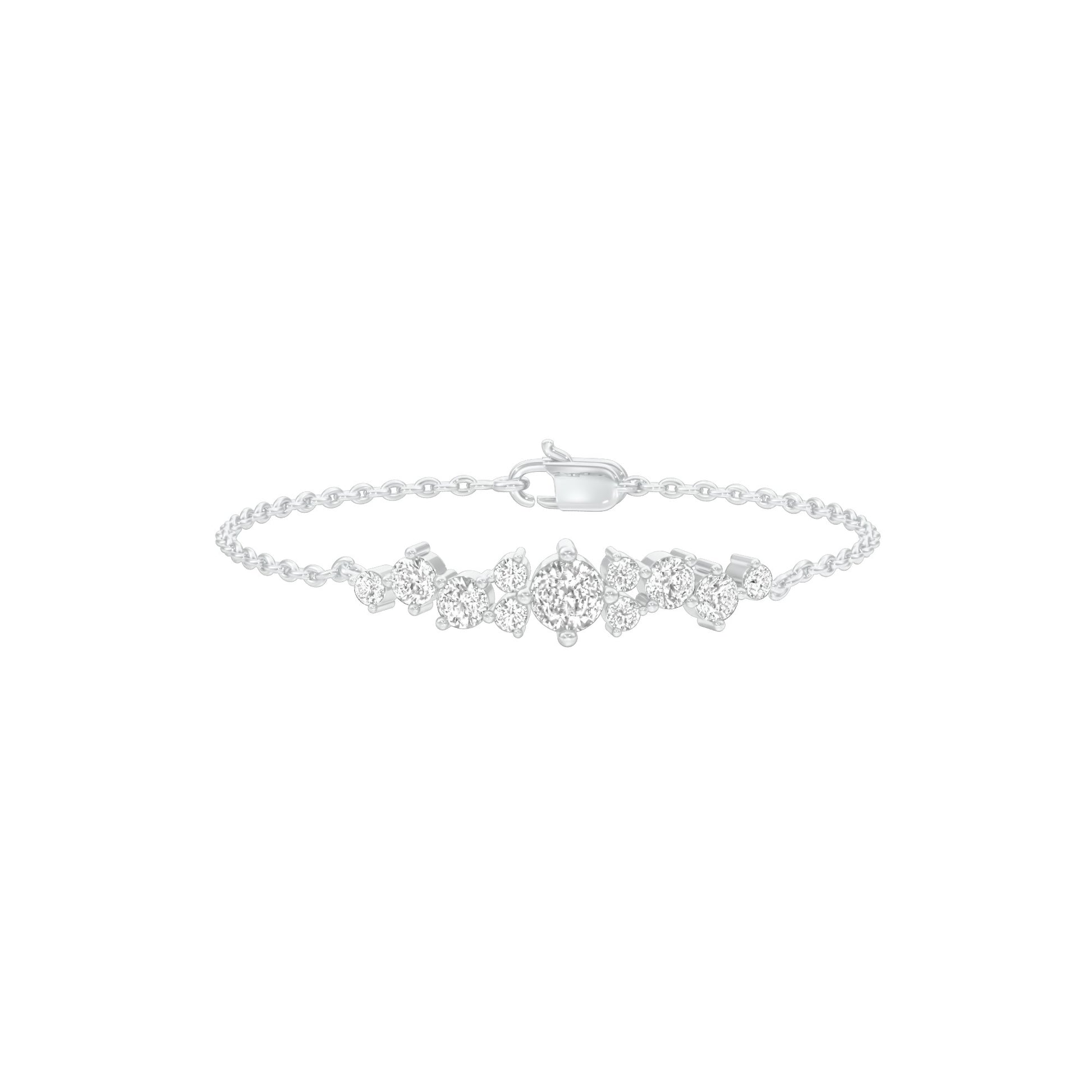 Multi-Cut Brilliant Diamond Chain Bracelet 18 KT / White Gold