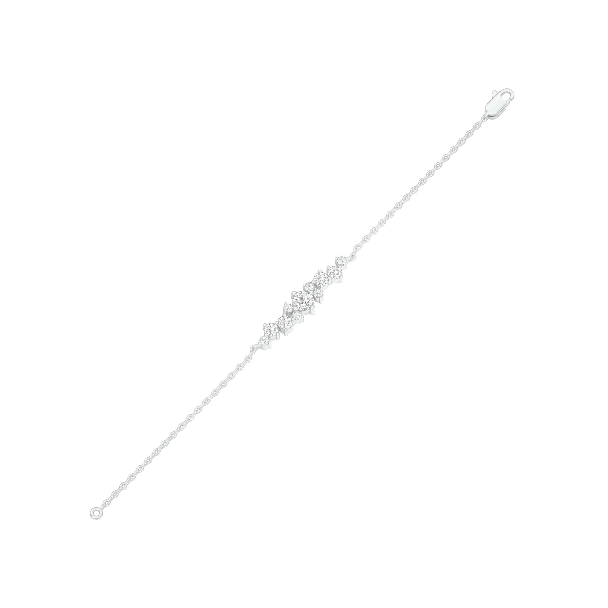 Multi-Cut Brilliant Diamond Chain Bracelet 18 KT / White Gold