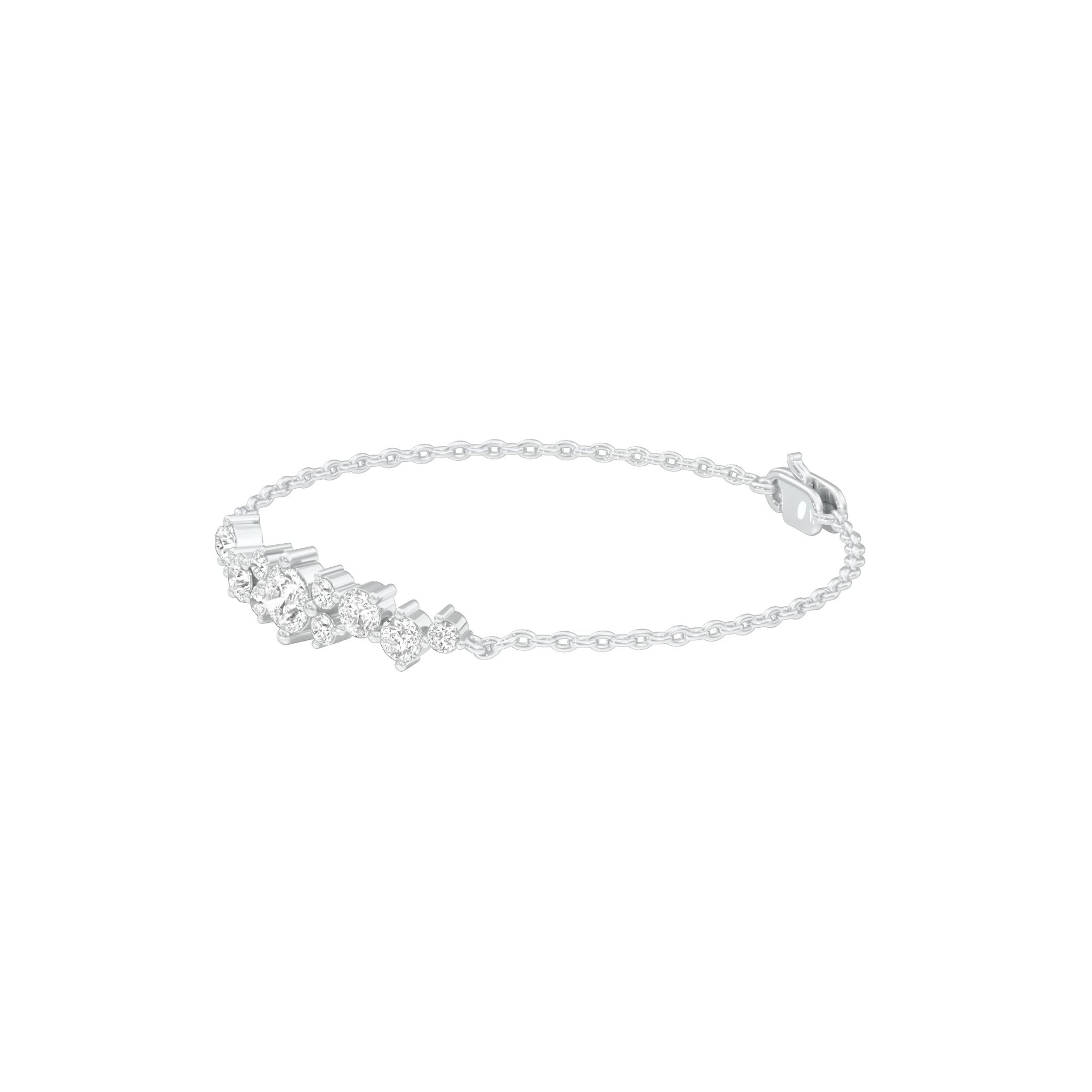Multi-Cut Brilliant Diamond Chain Bracelet 18 KT / White Gold