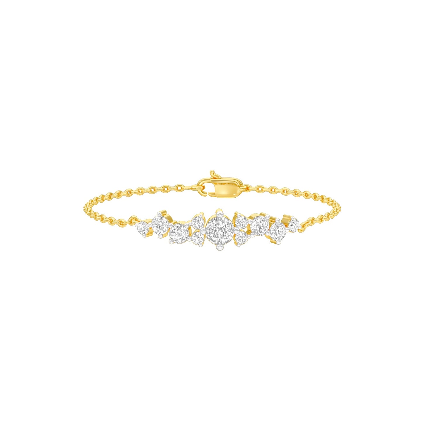 Multi-Cut Brilliant Diamond Chain Bracelet 18 KT / Yellow Gold