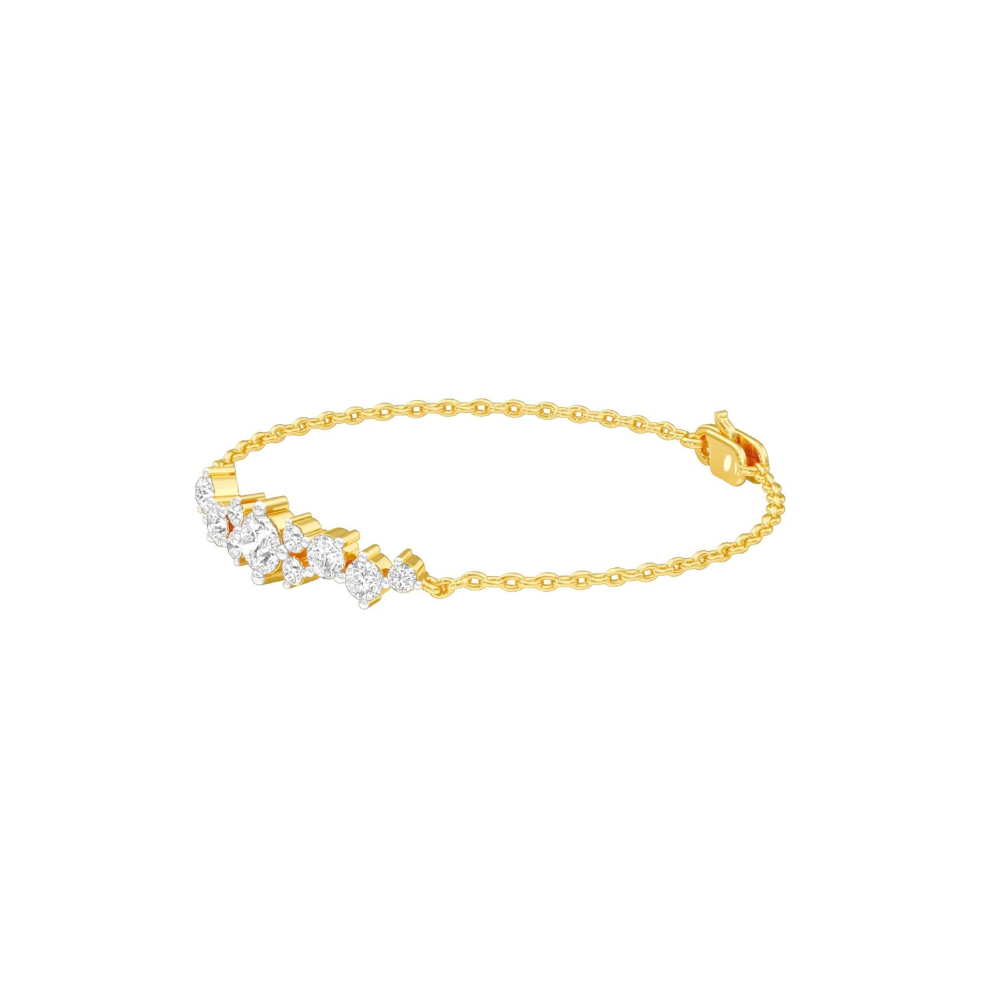 Multi-Cut Brilliant Diamond Chain Bracelet 18 KT / Yellow Gold
