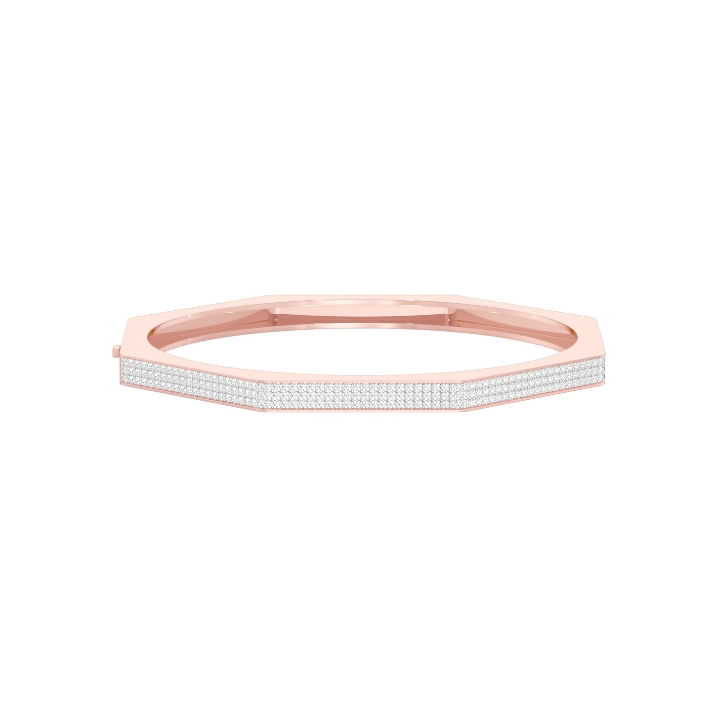 Gold and Ice Diamond Kada Bracelet 18 KT / Rose Gold