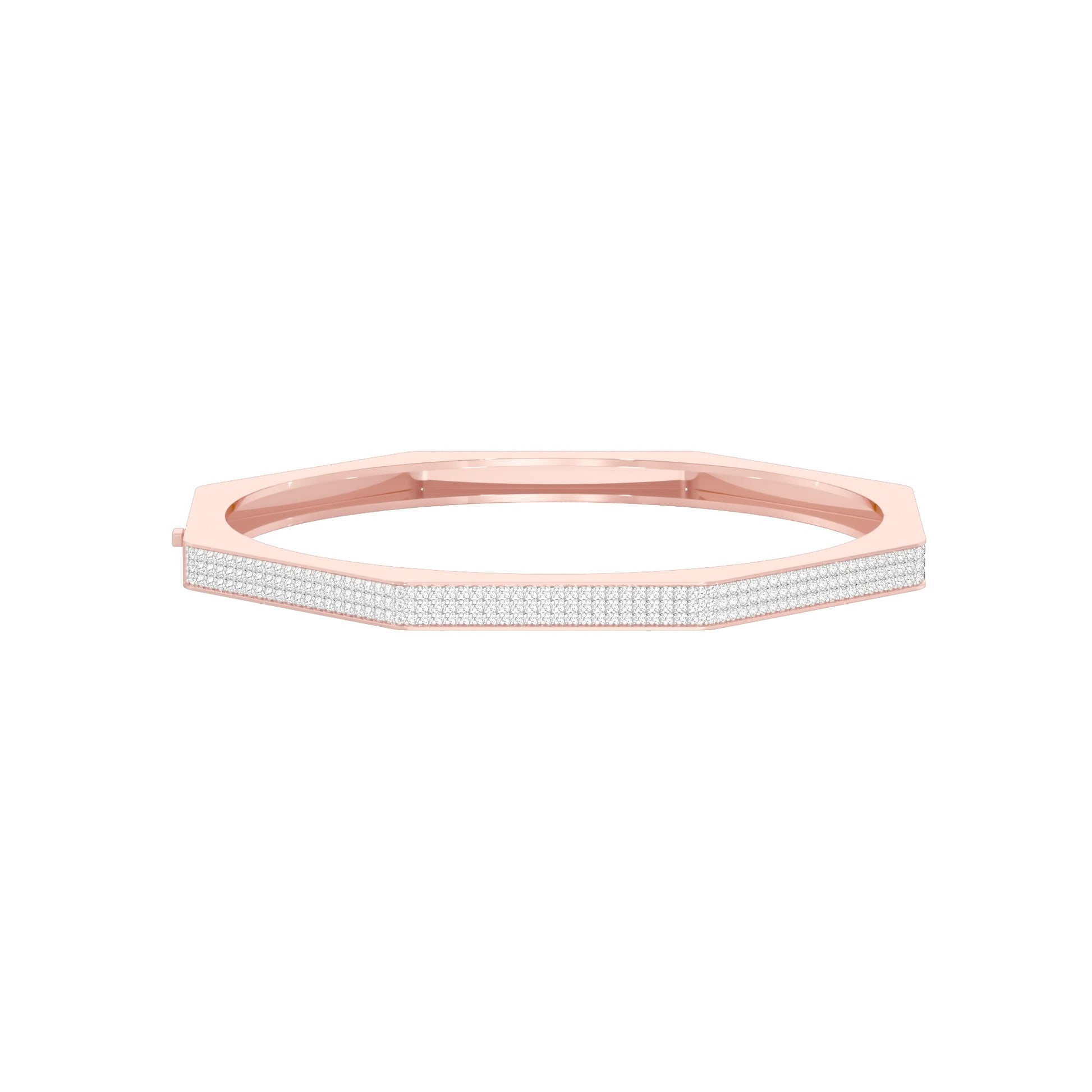 Gold and Ice Diamond Kada Bracelet 18 KT / Rose Gold