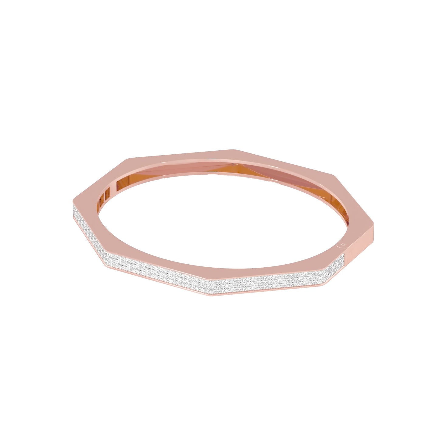 Gold and Ice Diamond Kada Bracelet 18 KT / Rose Gold