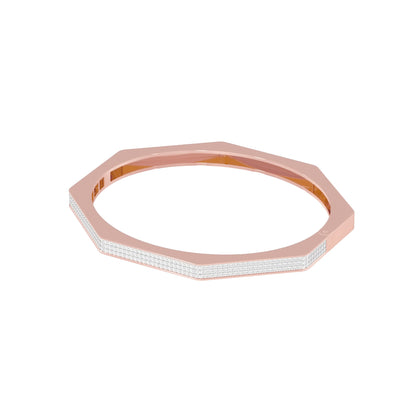 Gold and Ice Diamond Kada Bracelet 18 KT / Rose Gold