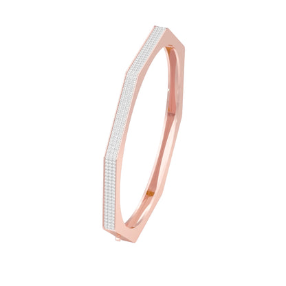 Gold and Ice Diamond Kada Bracelet 18 KT / Rose Gold