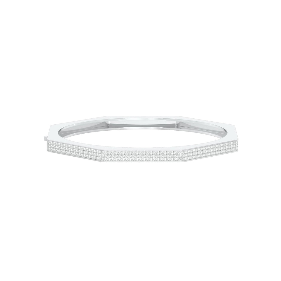 Gold and Ice Diamond Kada Bracelet 18 KT / White Gold