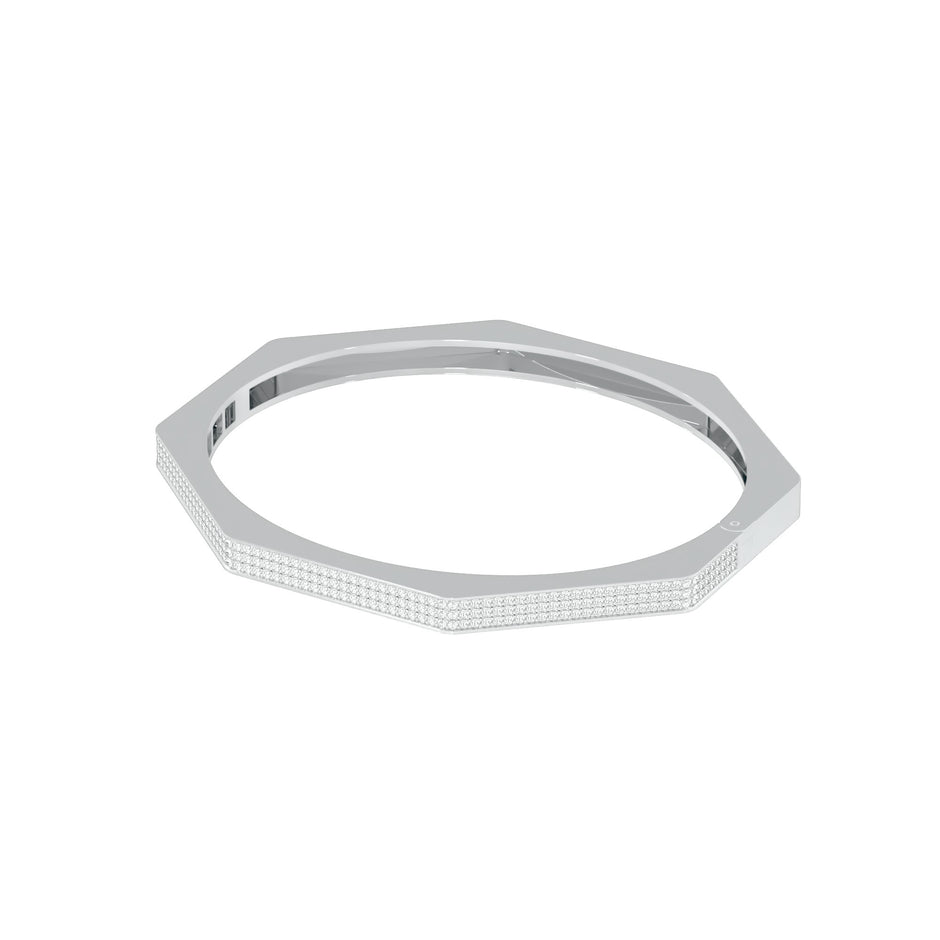 Gold and Ice Diamond Kada Bracelet 18 KT / White Gold