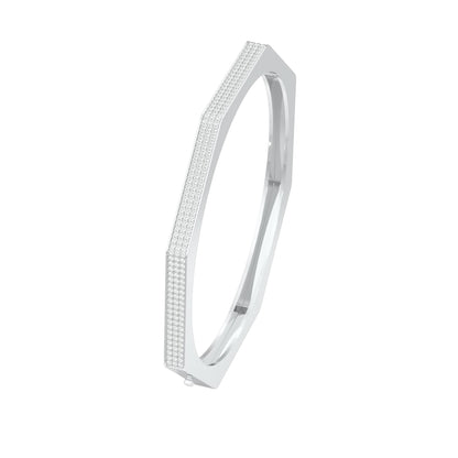 Gold and Ice Diamond Kada Bracelet 18 KT / White Gold