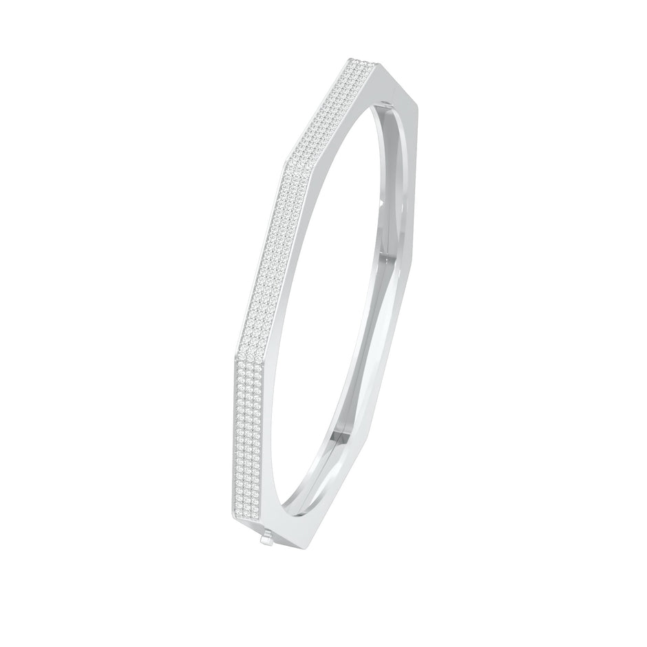 Gold and Ice Diamond Kada Bracelet 18 KT / White Gold