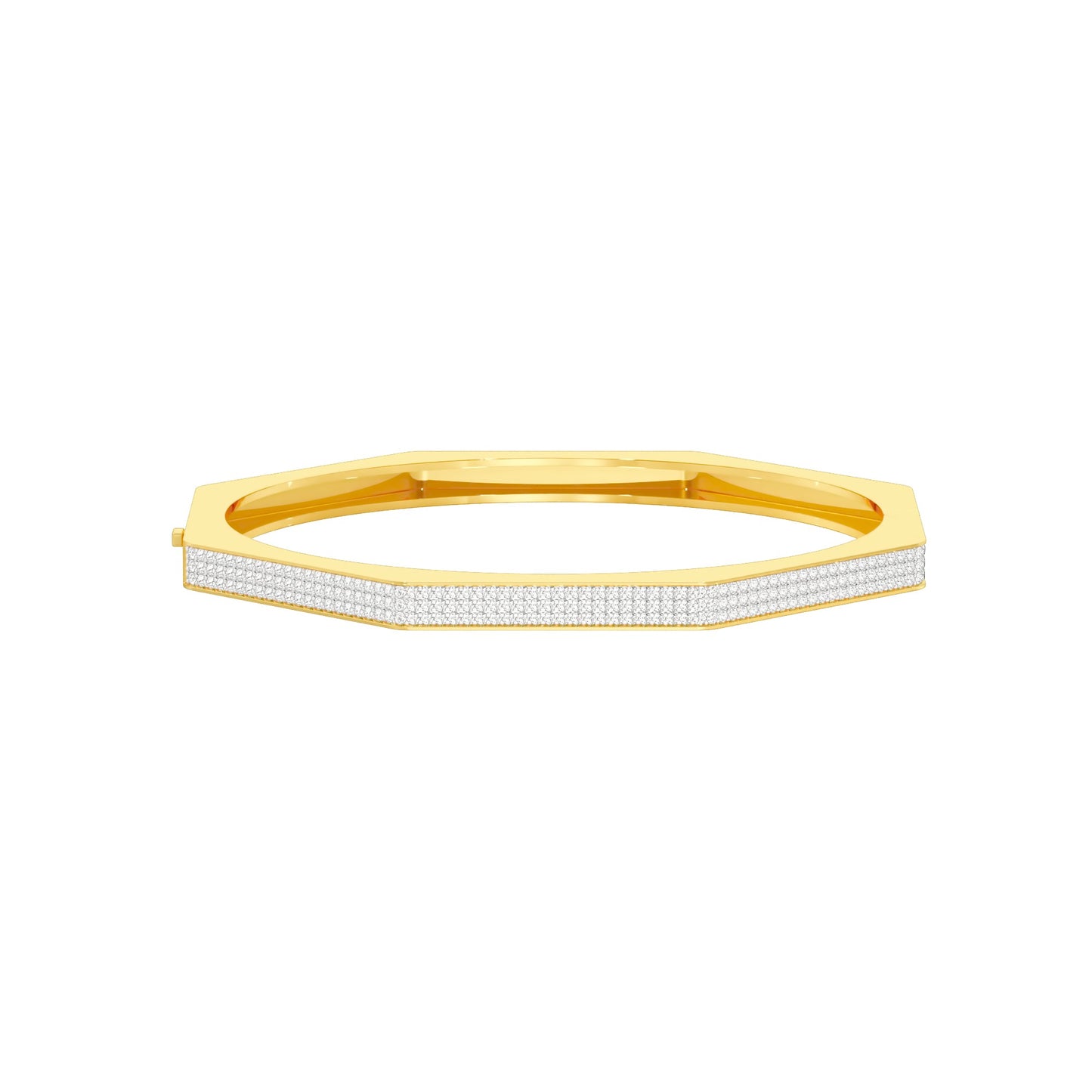 Gold and Ice Diamond Kada Bracelet 18 KT / Yellow Gold