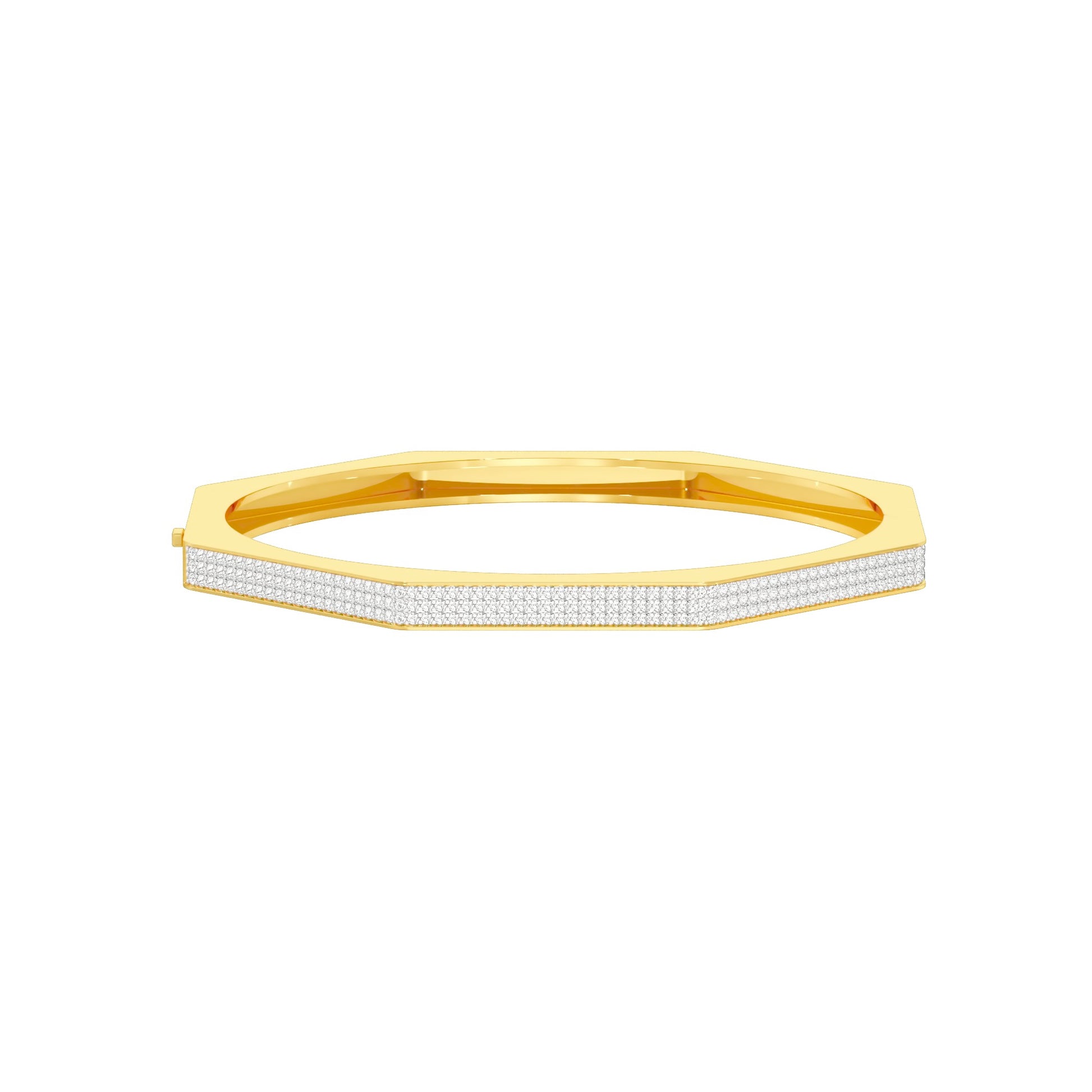 Gold and Ice Diamond Kada Bracelet 18 KT / Yellow Gold