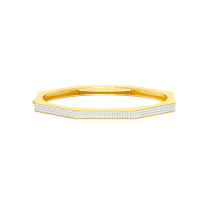 Gold and Ice Diamond Kada Bracelet 18 KT / Yellow Gold