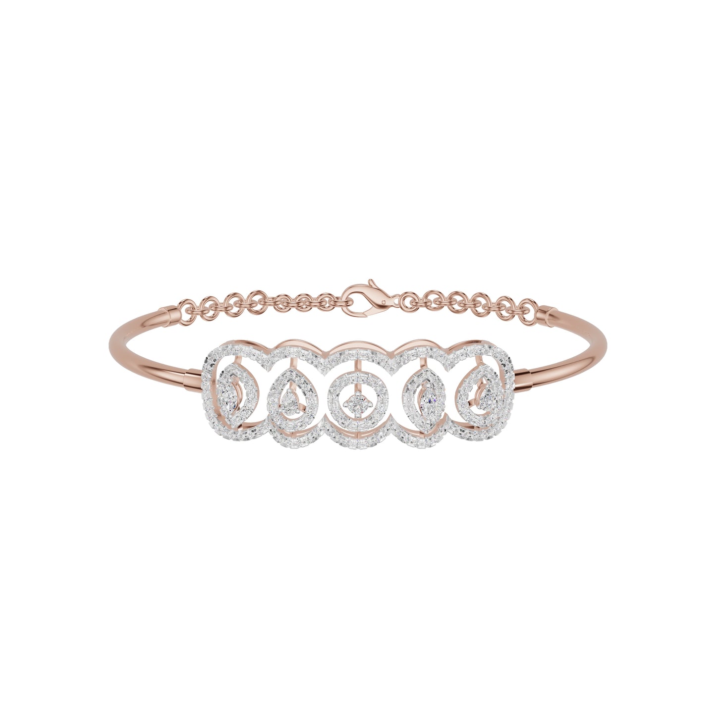 Loop Curve Diamond Kada Bracelet 18 KT / Rose Gold