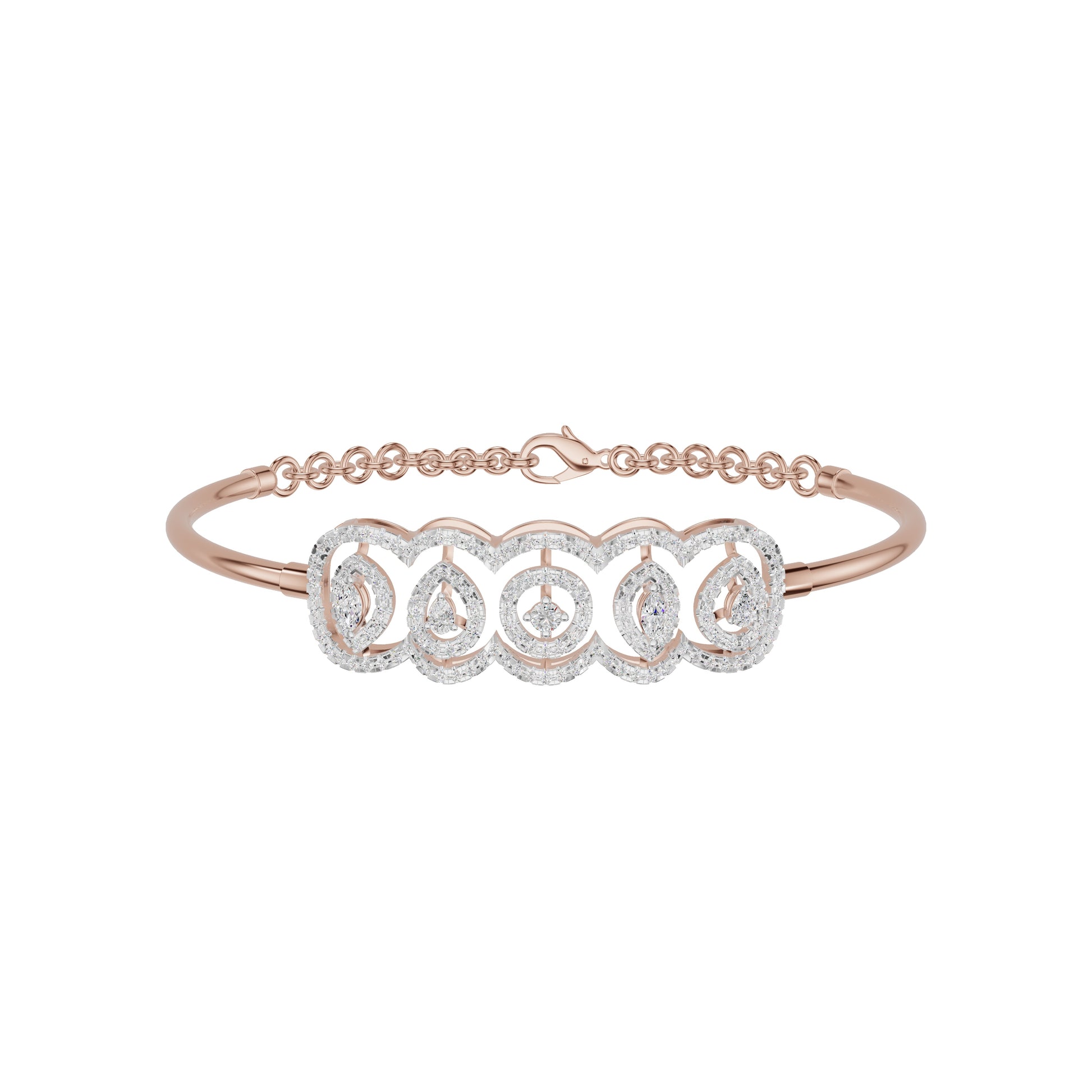 Loop Curve Diamond Kada Bracelet 18 KT / Rose Gold