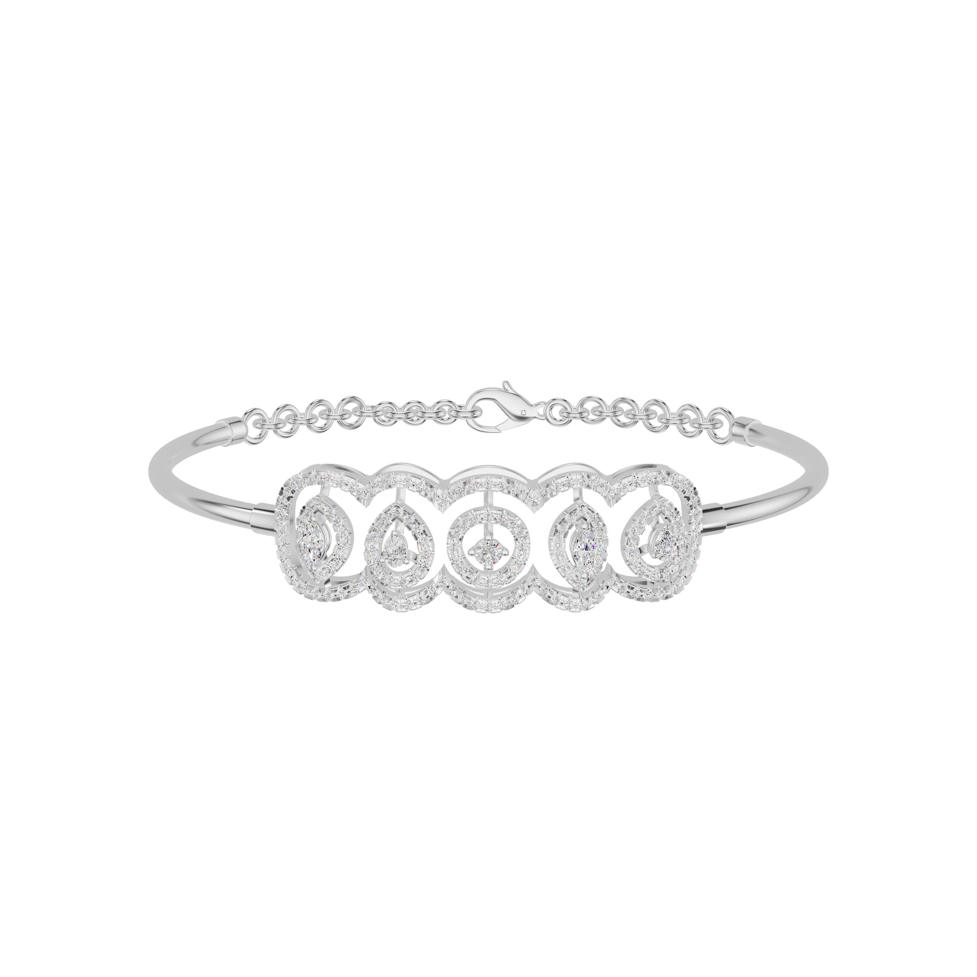 Loop Curve Diamond Kada Bracelet 18 KT / White Gold