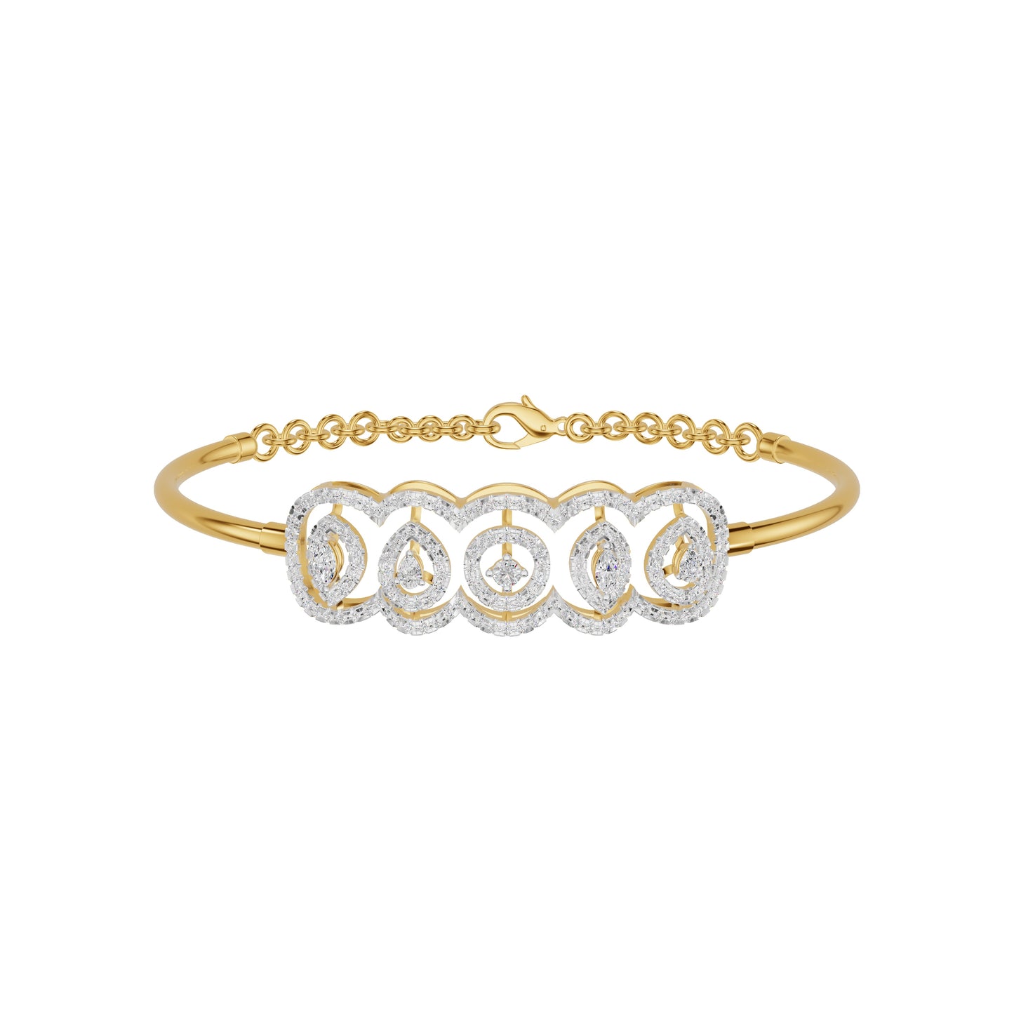 Loop Curve Diamond Kada Bracelet 18 KT / Yellow Gold