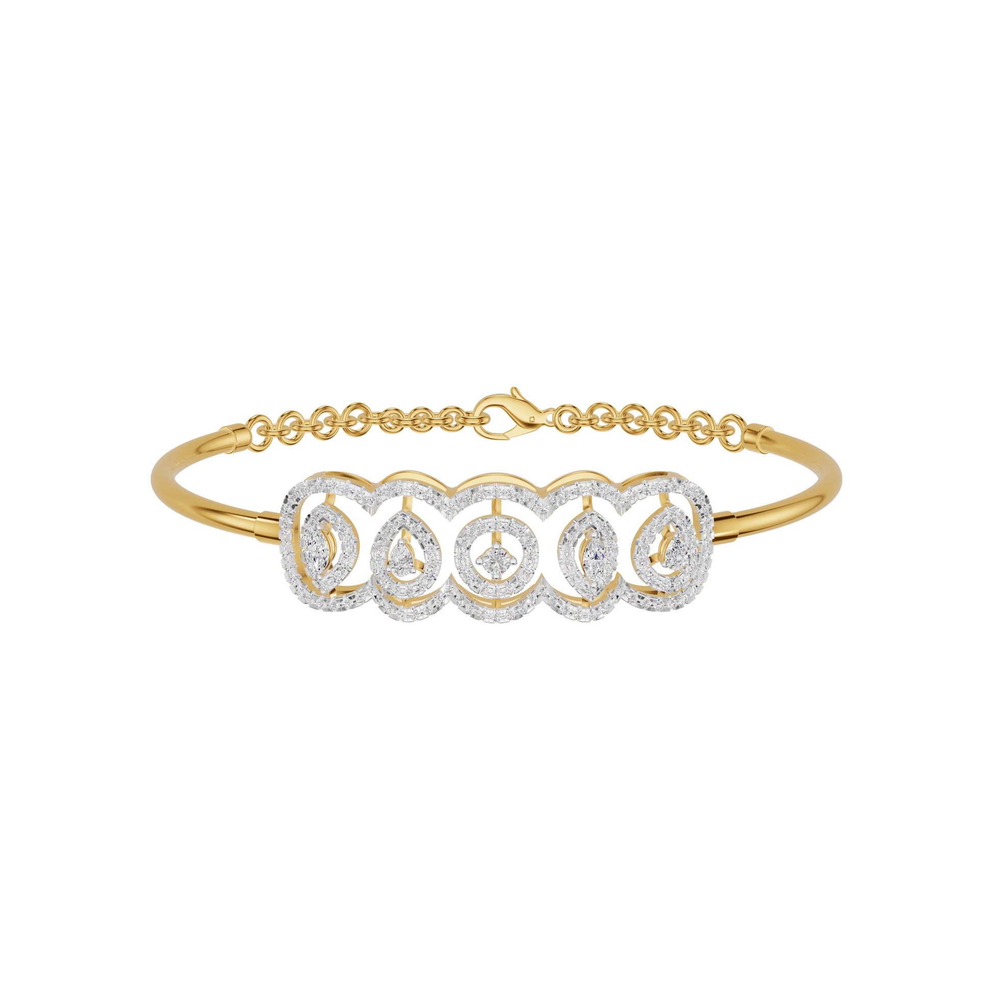 Loop Curve Diamond Kada Bracelet 18 KT / Yellow Gold