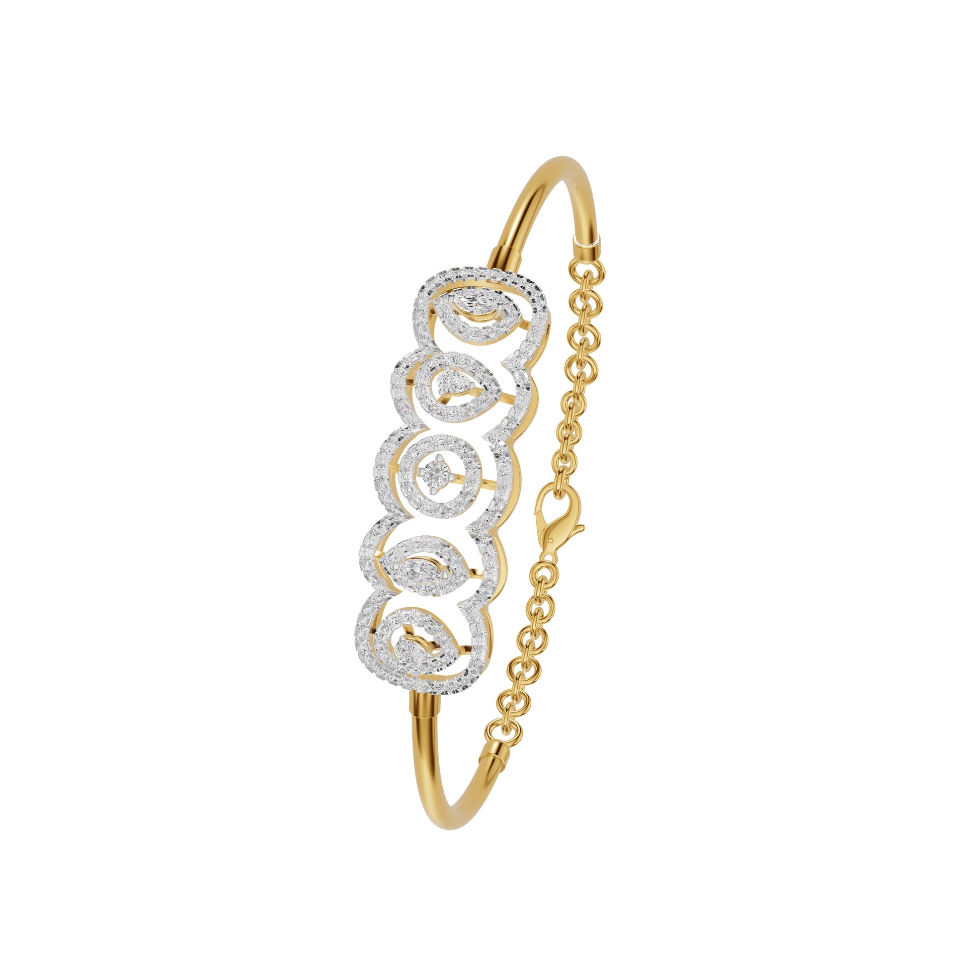 Loop Curve Diamond Kada Bracelet 18 KT / Yellow Gold