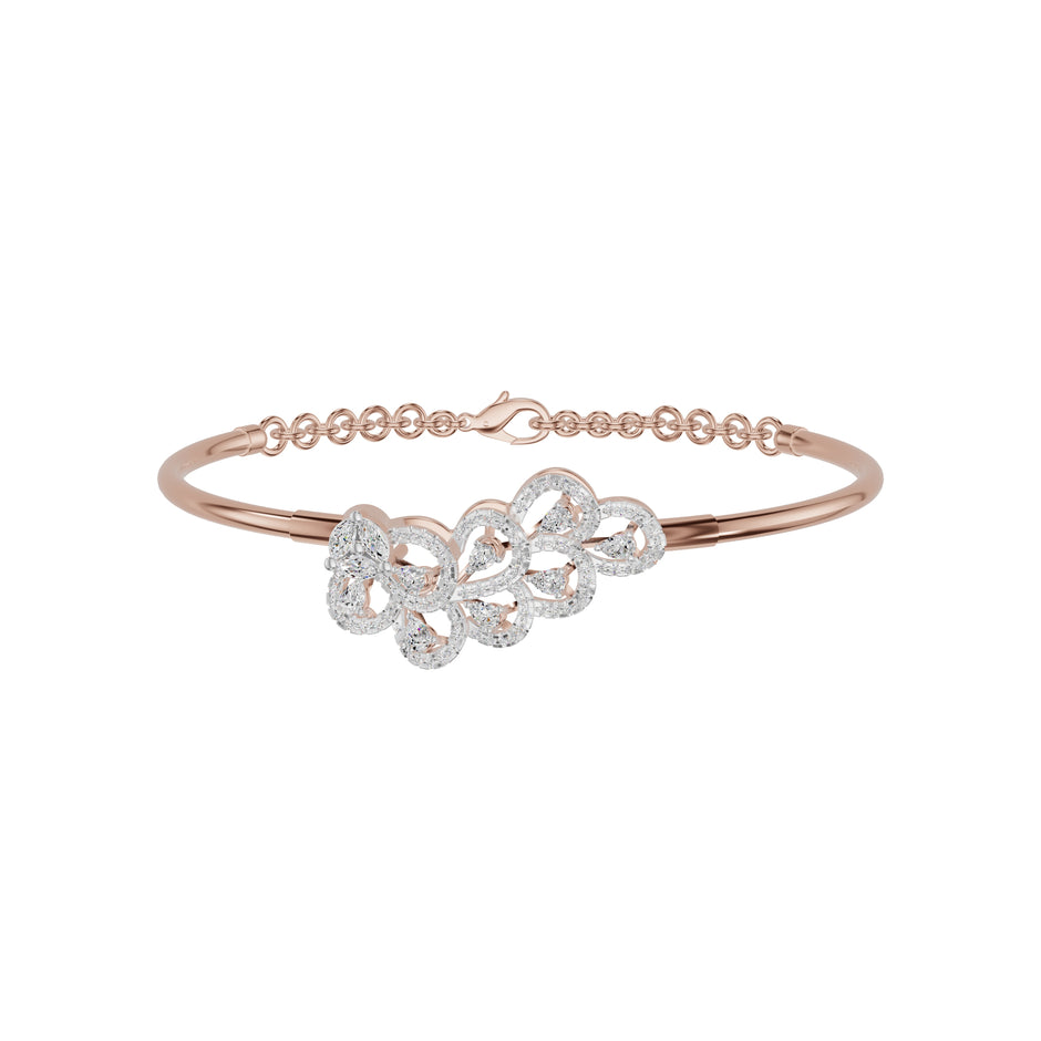 Floral Cluster Diamond Kada Bracelet 18 KT / Rose Gold